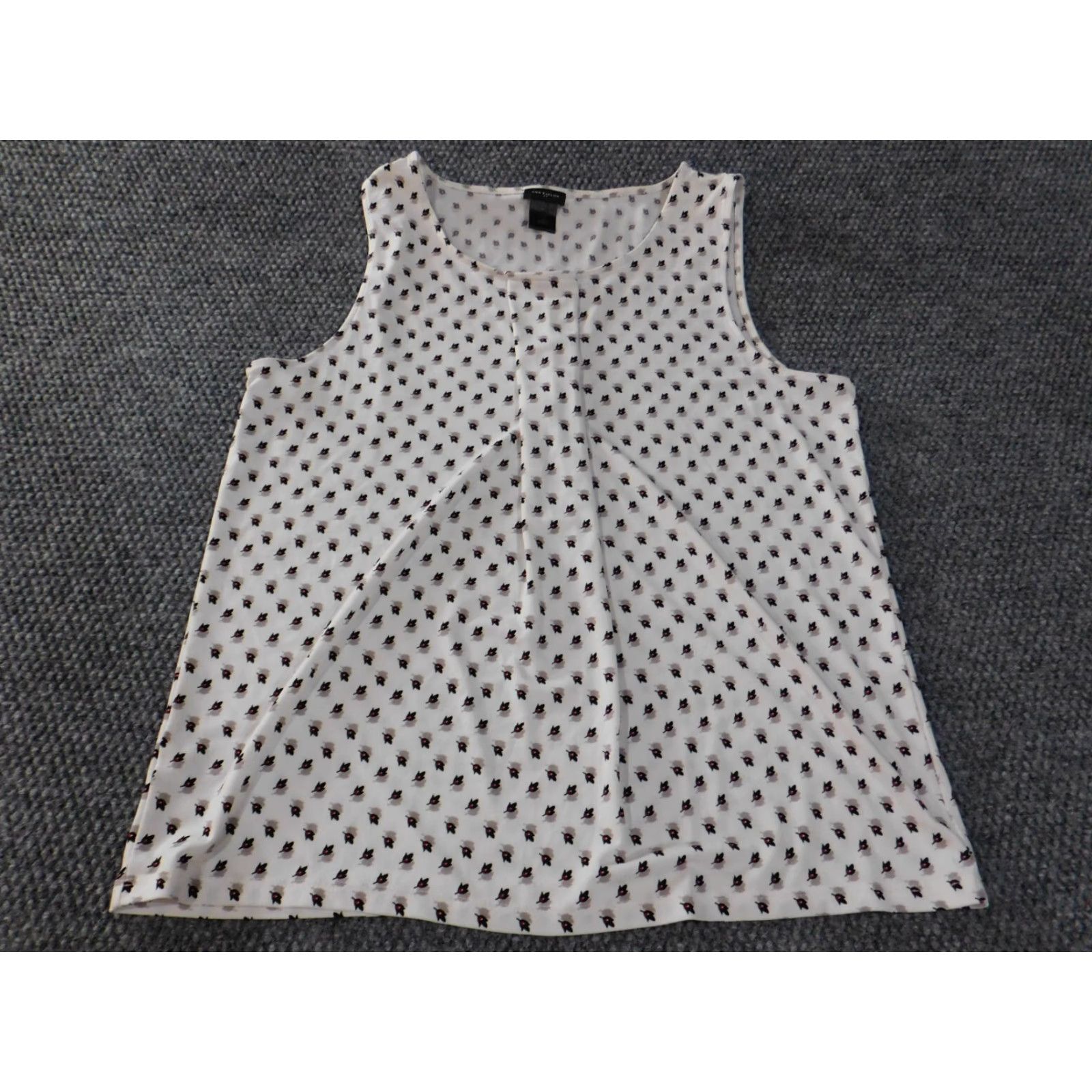 Ann Taylor Ann Taylor Blouse Shirt Women Large White Sleeveless Round Neck Geometric Casual Polyester Woven Regular Basic Modern Womens Size L / US 10 / IT 46 - 4 Thumbnail