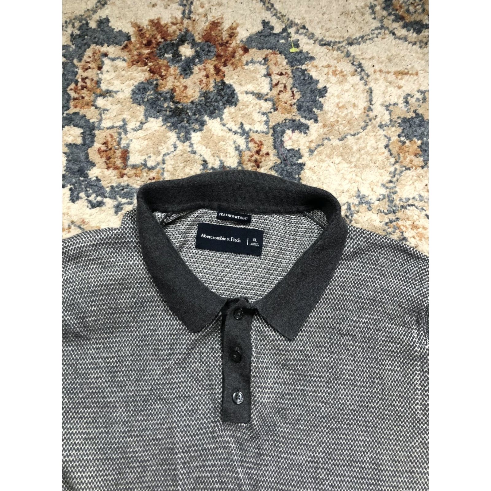 Abercrombie & Fitch Abercrombie & Fitch Featherweight Polo Shirt Mens XL Gray Geometric Knit Golf Shirt Size US XL / EU 56 / 4 - 2 Thumbnail