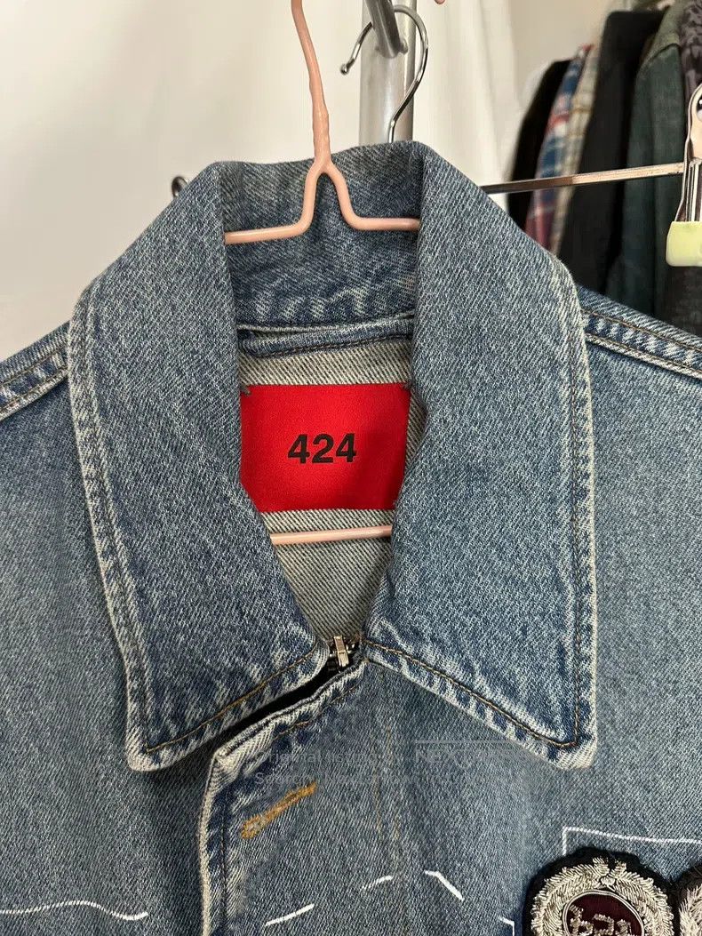 424 424 Denim Embroidered Big Coat Jacket Size US L / EU 52-54 / 3 - 4 Thumbnail