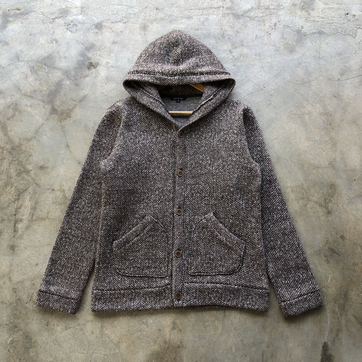 image of Vintage Abahouse Button Up Hoodie in Brown, Men's (Size Medium)