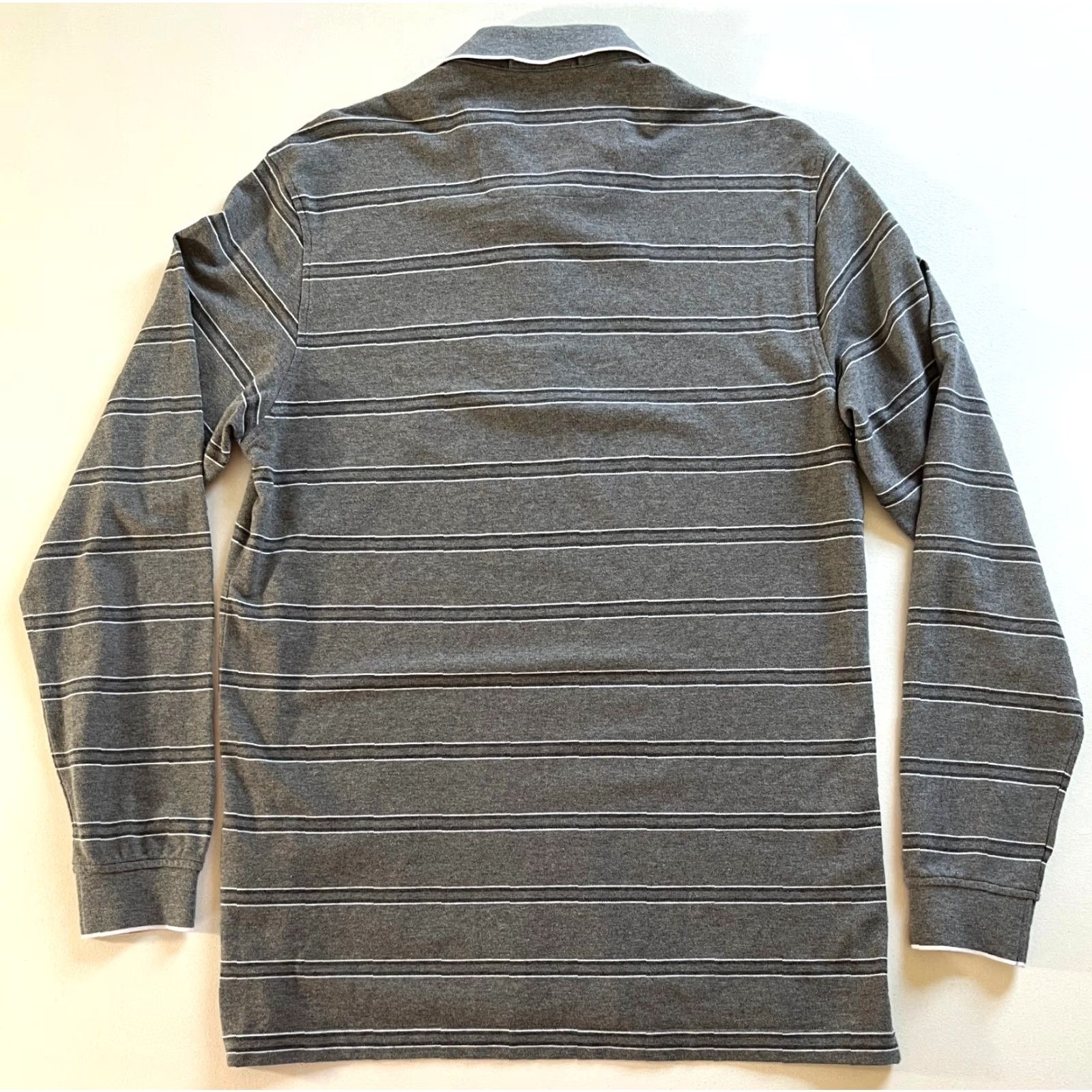 Vintage VINTAGE Zegna Sport Polo Shirt Striped Long Sleeve 1/4 Zip Cotton Blend Gray L Mens Size US L / EU 52-54 / 3 - 3 Thumbnail