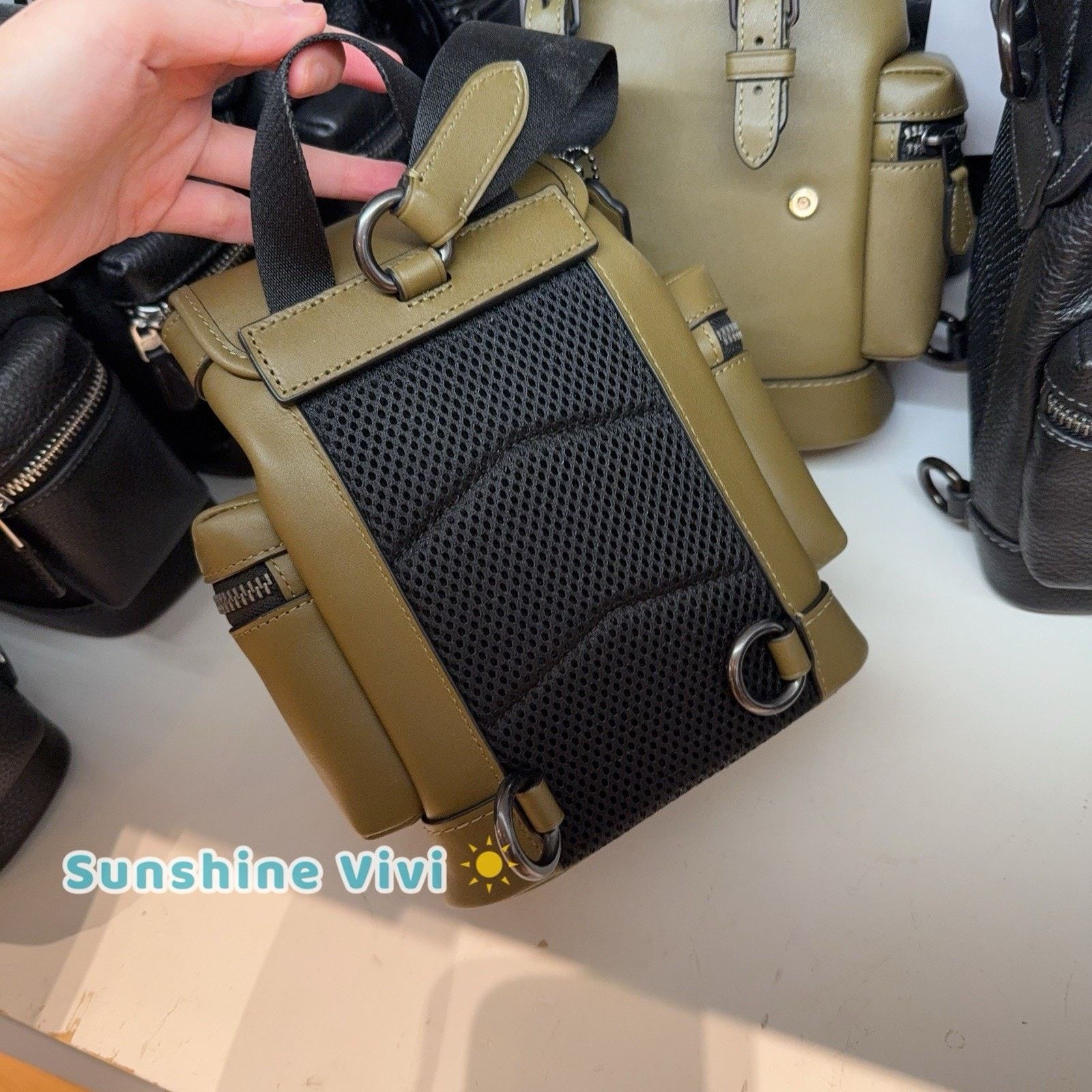 Coach NWT Coach Sprint Sling Pack CDR05 Gunmetal/Green Leather Size ONE SIZE - 3 Thumbnail