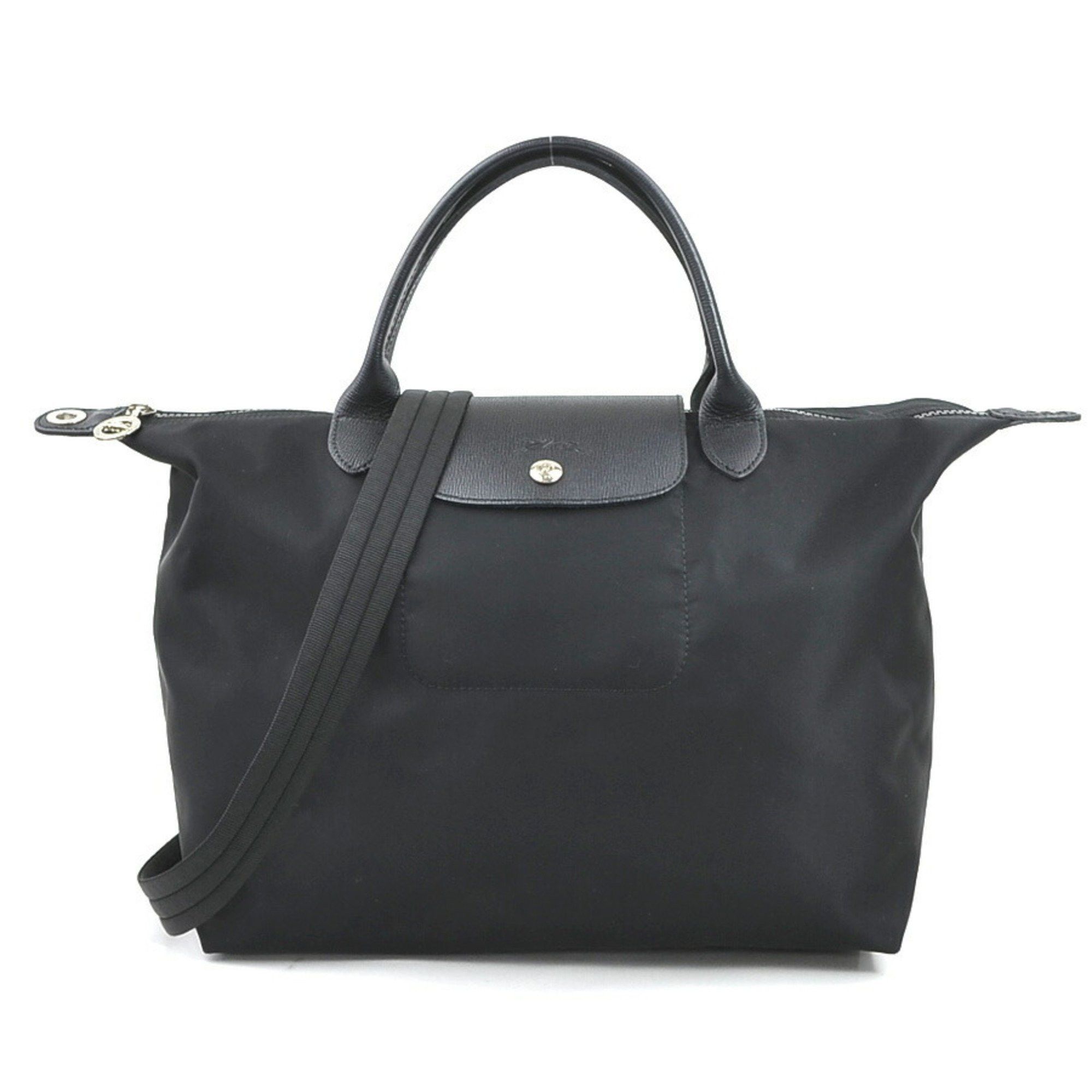Longchamp Handbag Shoulder Bag Nylon Leather Black Ladies H31144G, Women's