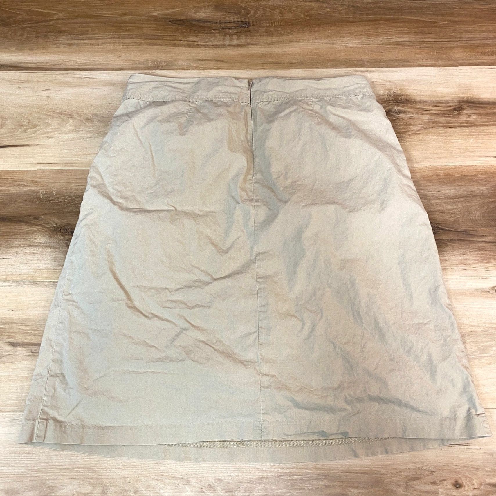 Lands' End Lands' End Skirt A-line Khaki Midi Cotton Pockets Lined Pleated Zip 4 Womens Size 27" / US 4 / IT 40 - 7 Thumbnail