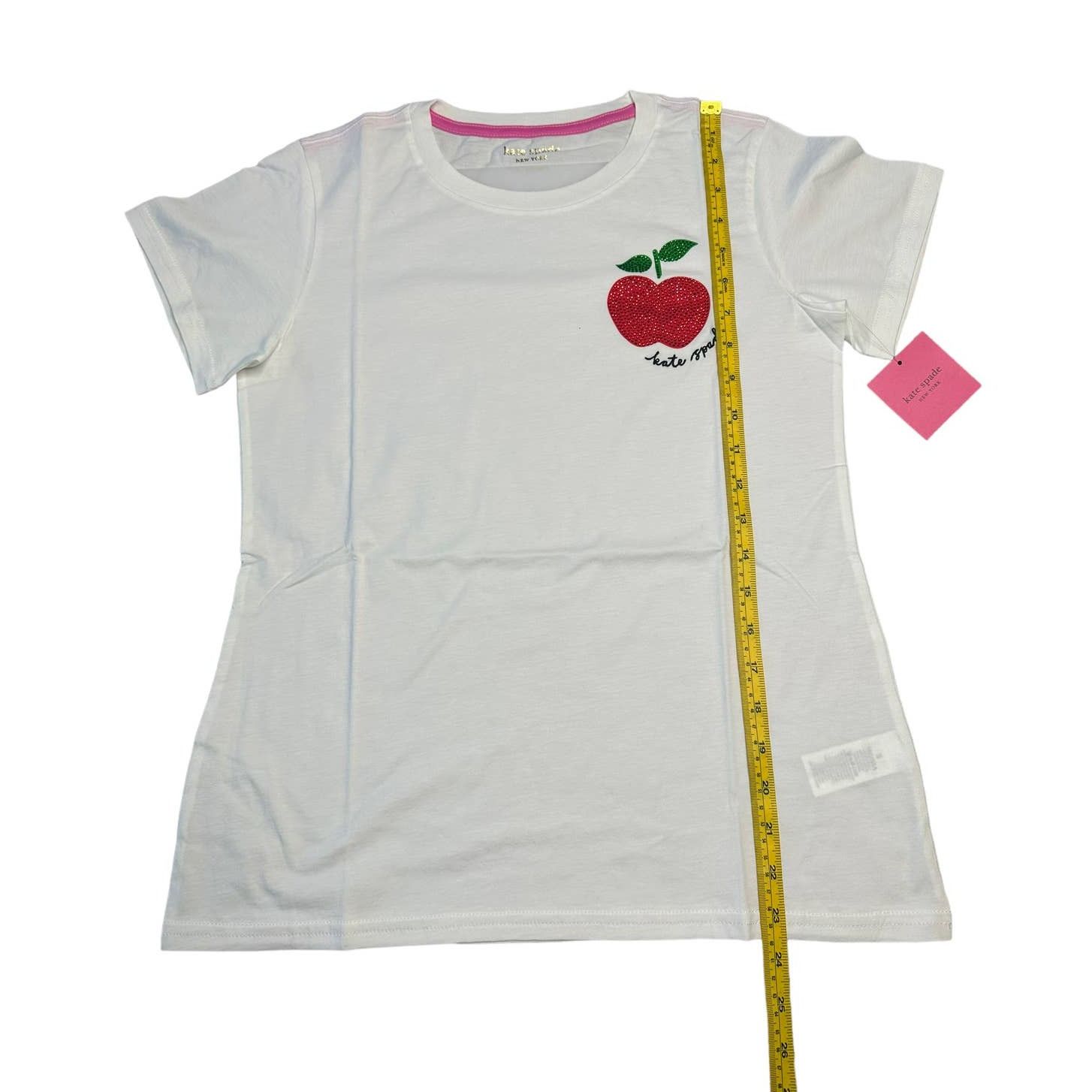 Kate Spade Kate Spade Women T-Shirt Crystal Apple Tee Small Fresh white Size S / US 4 / IT 40 - 5 Thumbnail