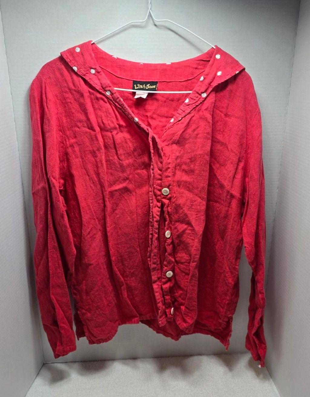 The Unbranded Brand Women's Liz & Jane Red Linen Button Down Shirt L Size L / US 10 / IT 46 - 1 Thumbnail