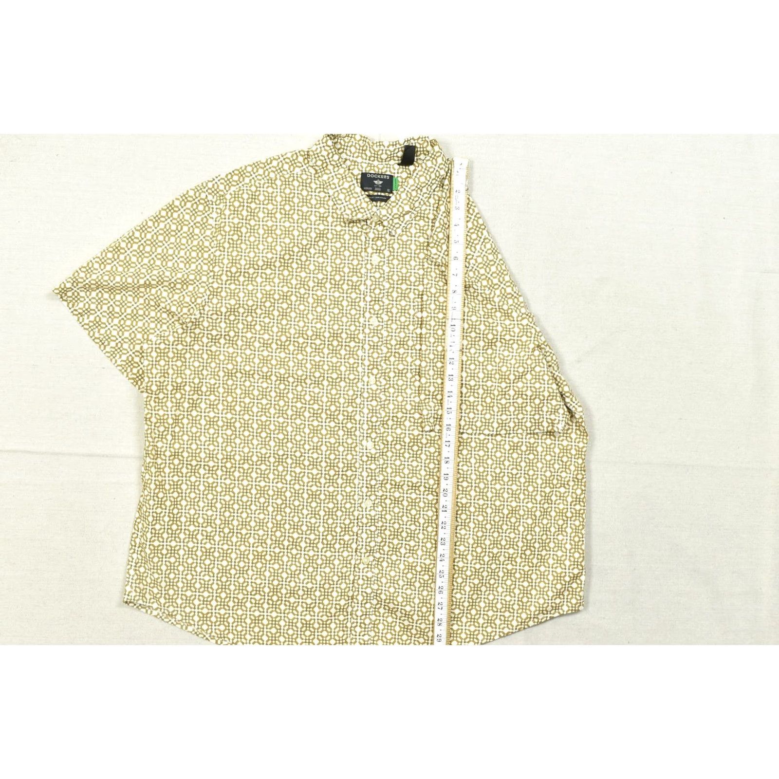 Dockers Dockers Men XXL Short Sleeve Button-Down Shirt Geometric Mustard Yellow Pattern Size US XXL / EU 58 / 5 - 3 Thumbnail