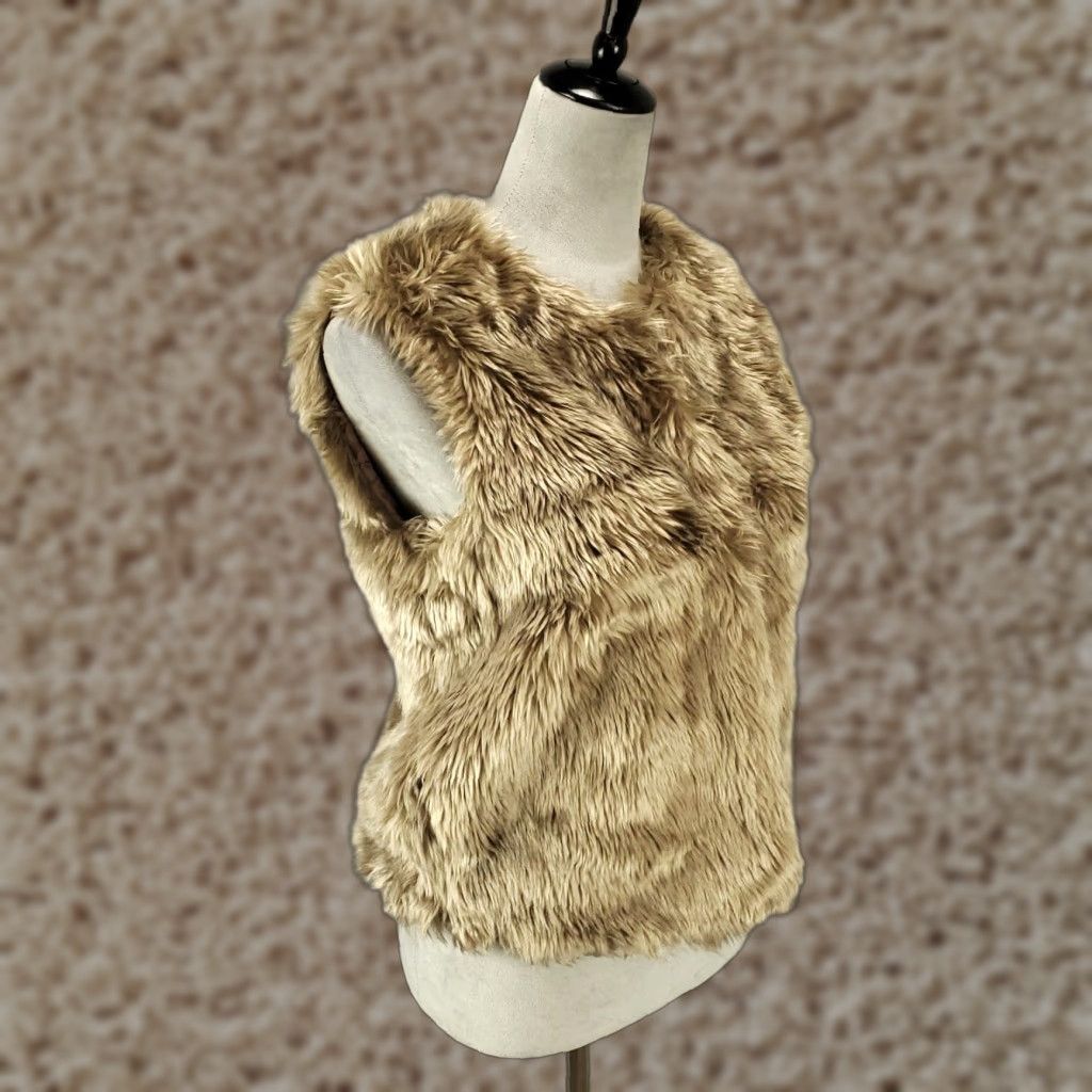 Vintage Vocal Women's Faux Fur Vest Small Brown Casual Bohemian Sleeveless Lined Pockets Size S / US 4 / IT 40 - 1 Thumbnail