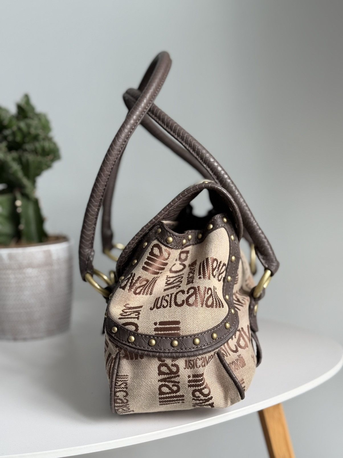 Just Cavalli Just Cavalli Monogram Canvas Leather Bag Shoulder Bag Size ONE SIZE - 6 Thumbnail