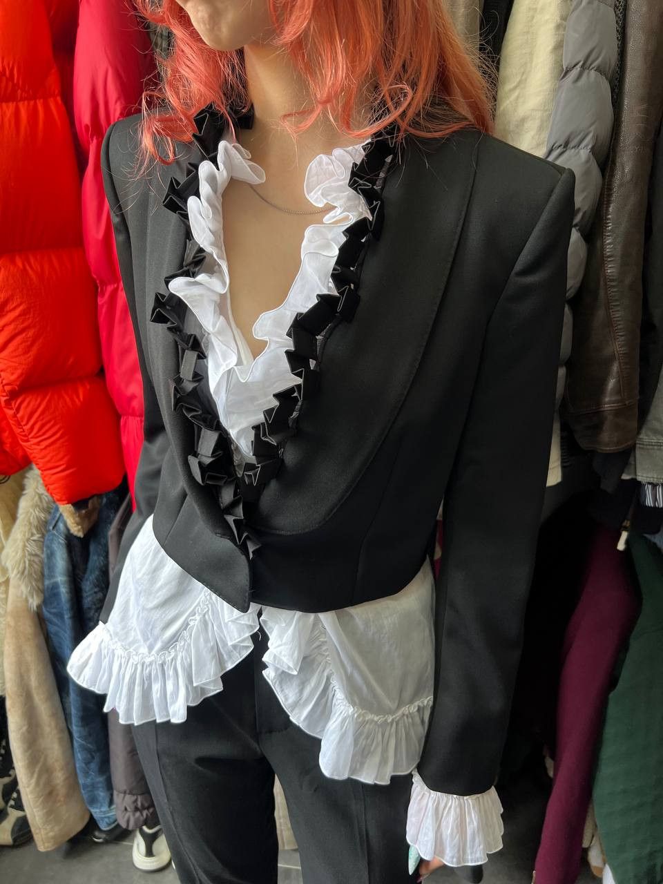 Yves Saint Laurent YSL Rive Gauche Cropped Tuxedo Jacket SS2006 Pilati Size XS / US 0-2 / IT 36-38 - 2 Thumbnail