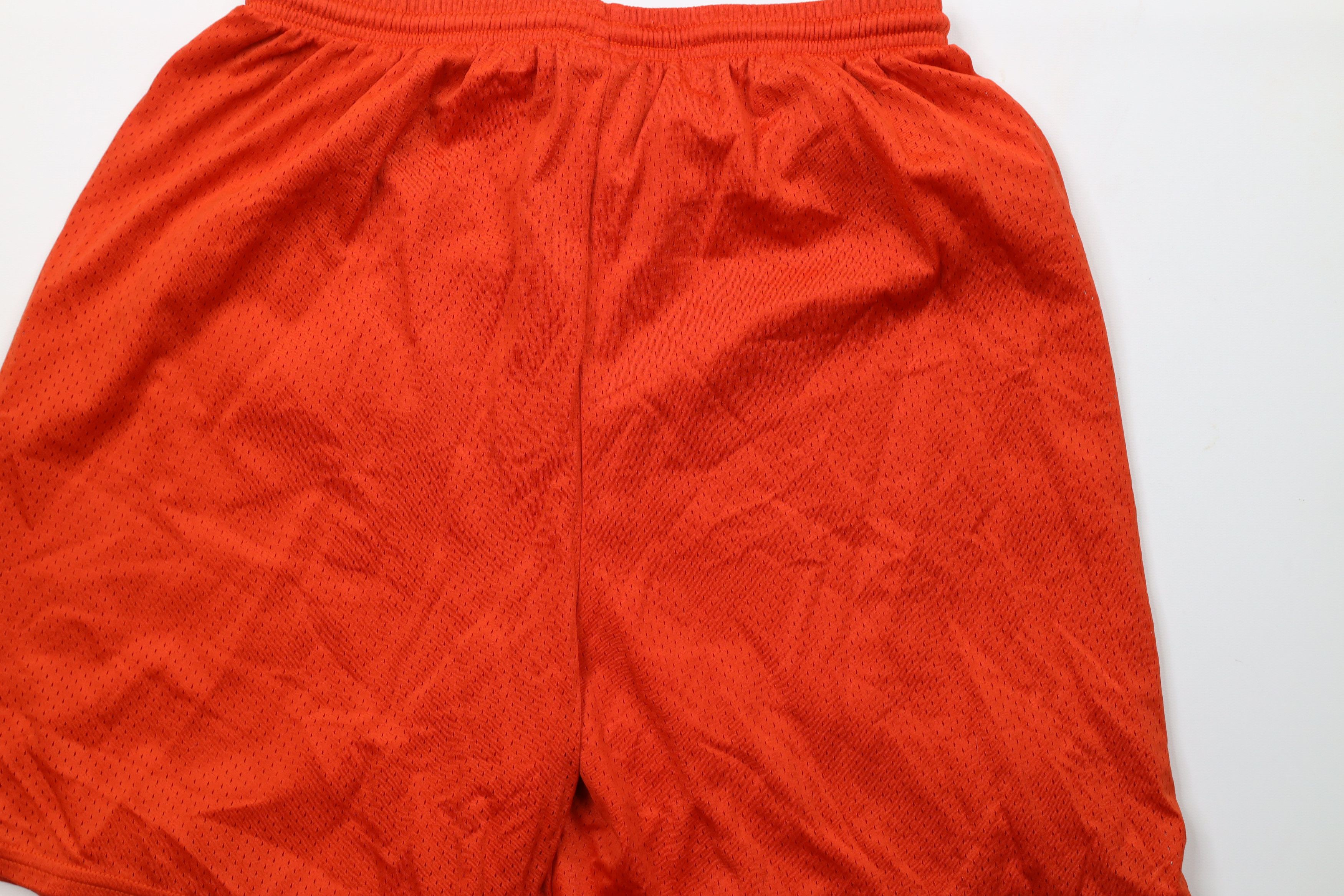 Nike × Vintage Vintage 90s Nike Mini Swoosh Above Knee Mesh Shorts Orange Size US 32 / EU 48 - 10 Thumbnail