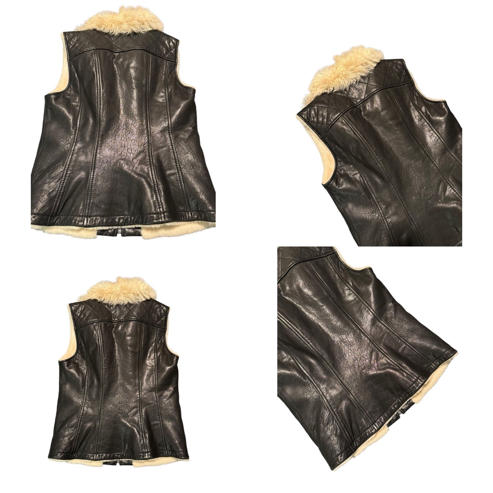 Tory Burch Tory Burch Leather Shearling Vest Full Zip Pockets Black SML Women Vest Slim Regular Size S Size S / US 4 / IT 40 - 8 Thumbnail