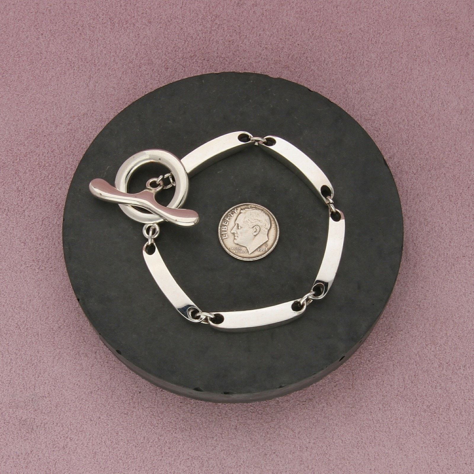 Sterling Silver sterling silver chunky bar link toggle bracelet size 6.25in Size ONE SIZE - 2 Thumbnail