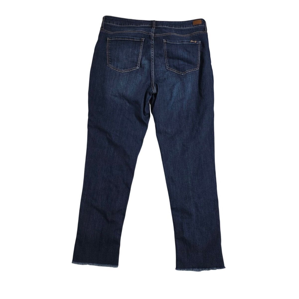 Other Seven High Rise Slim Straight Dark Wash Fray Hem Jeans-Sz 16 Size 38" / US 16 / IT 52 - 2 Thumbnail