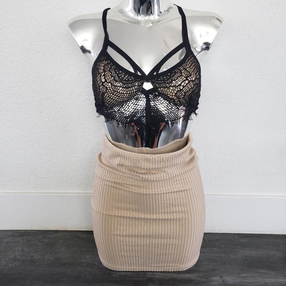 Designer Nude Ribbed High Waisted Midi Size 28" / US 6 / IT 42 - 1 Thumbnail