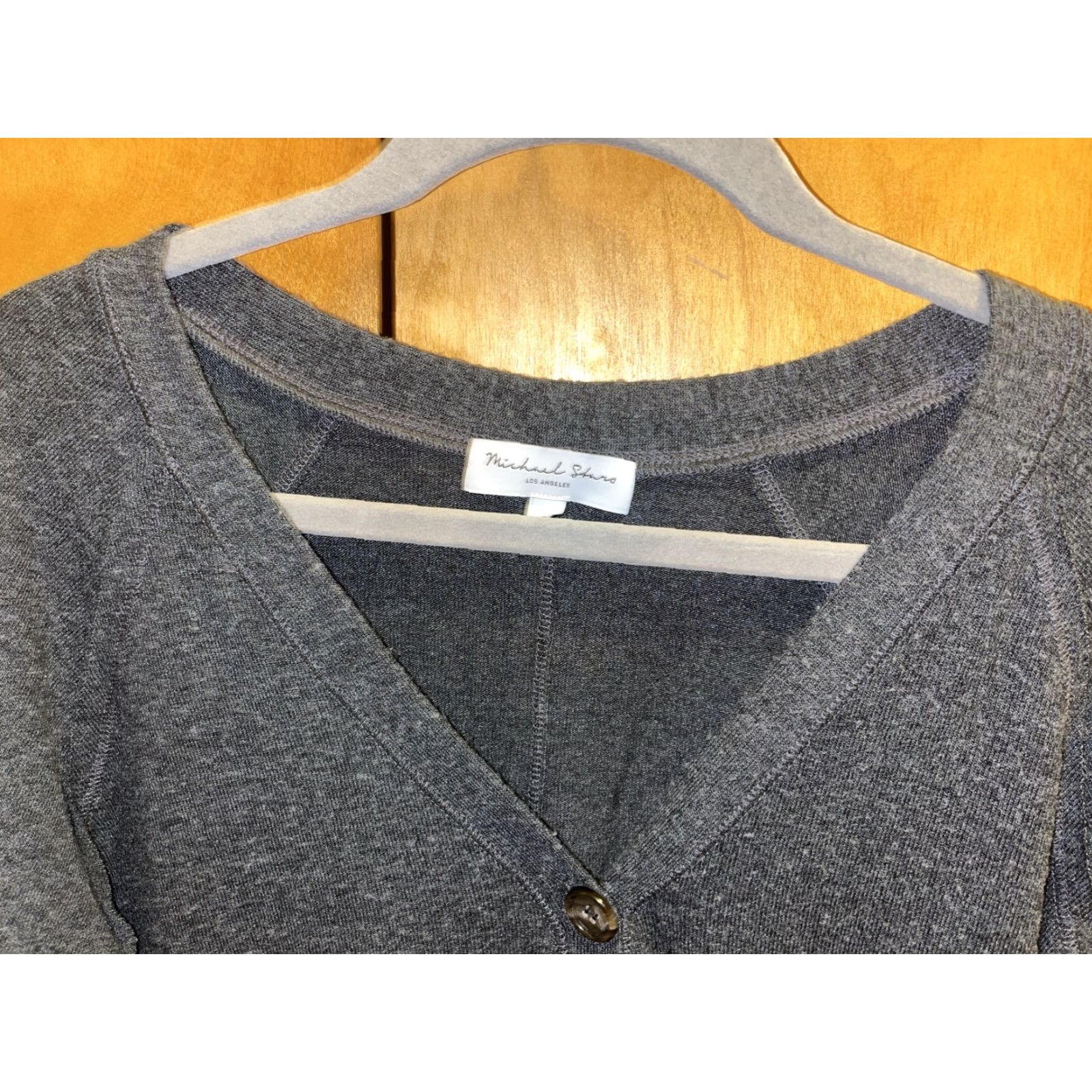 VINTAGE Michael Stars Dark Gray Rough Hem 4 Button Cardigan Small Ladies Regular Cardigan Sweatshirt Sweater City College Hipster USA USA