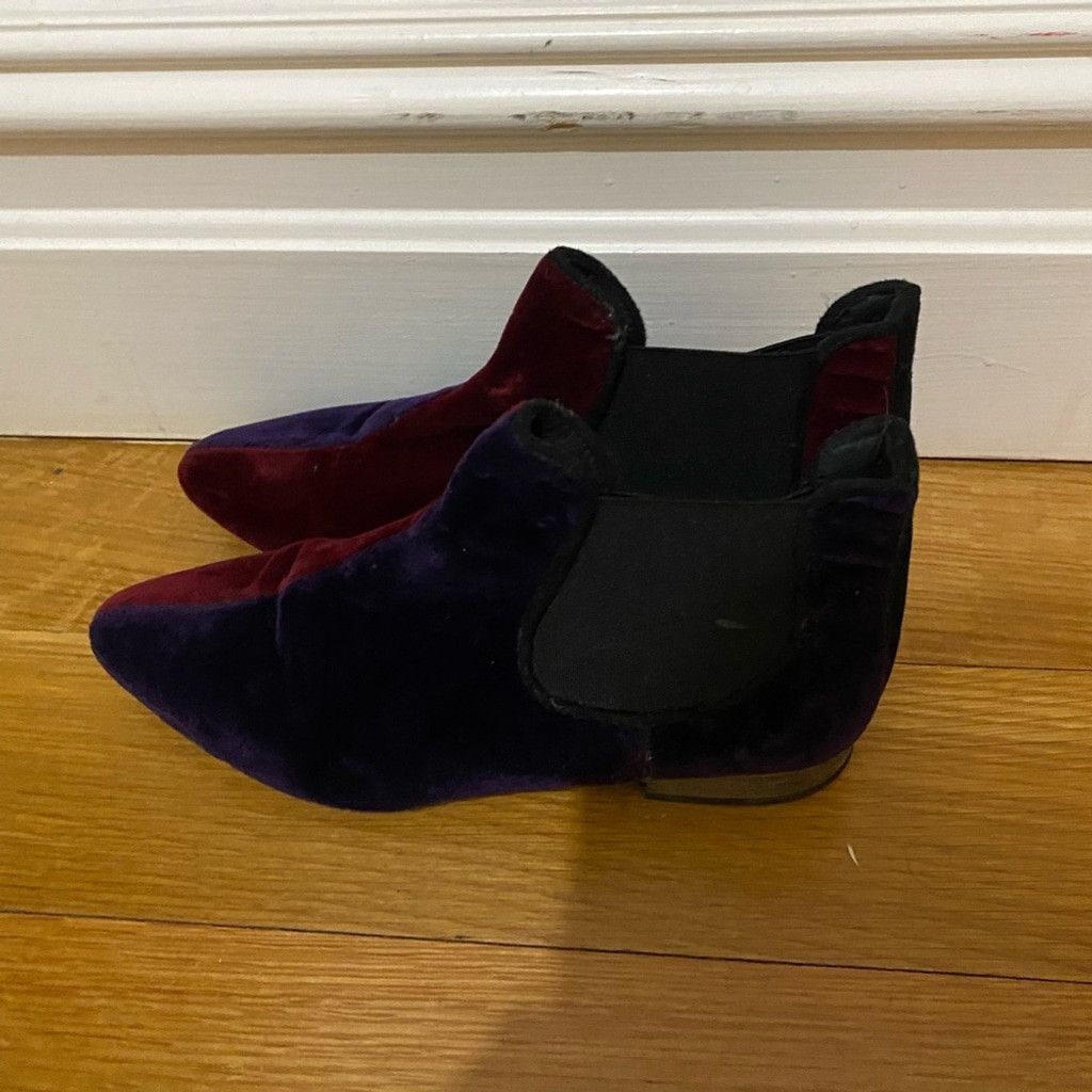 Anthropologie Anthropologie Velvet Color block Ankle Boot Size US 7 / IT 37 - 3 Thumbnail
