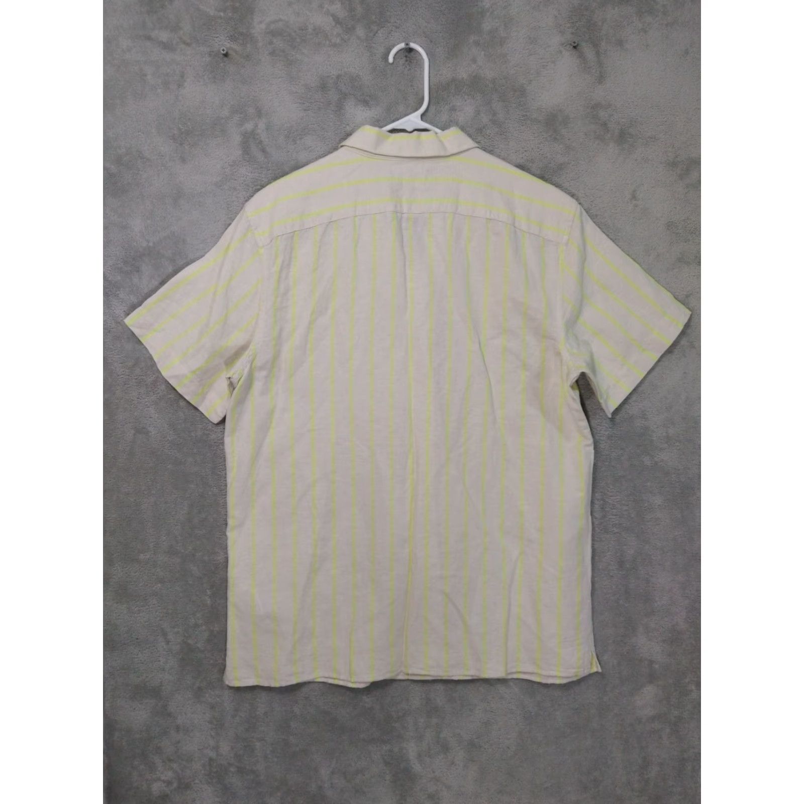 Banana Republic Banana Republic Shirt Mens Large Beige Stripe Linen Blend Hawaiian Slim Fit Shirt Size US L / EU 52-54 / 3 - 2 Thumbnail