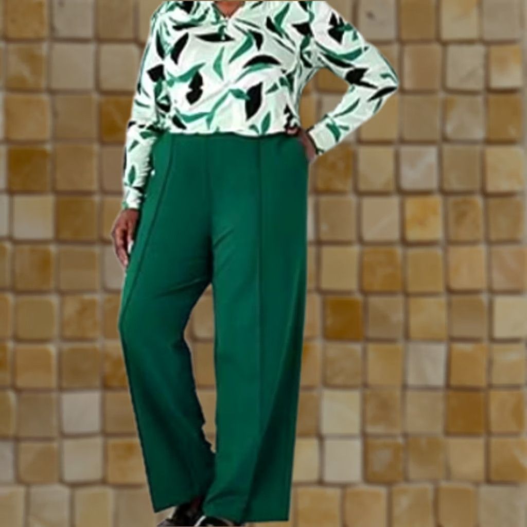 Liz Claiborne VINTAGE LIZ CLAIBORNE PLUS WOMENS WIDE LEG TROUSER XXL EMERALD 4 WAY STRETCH PANTS GREEN Ladies Size 40" / US 18 - 1 Preview
