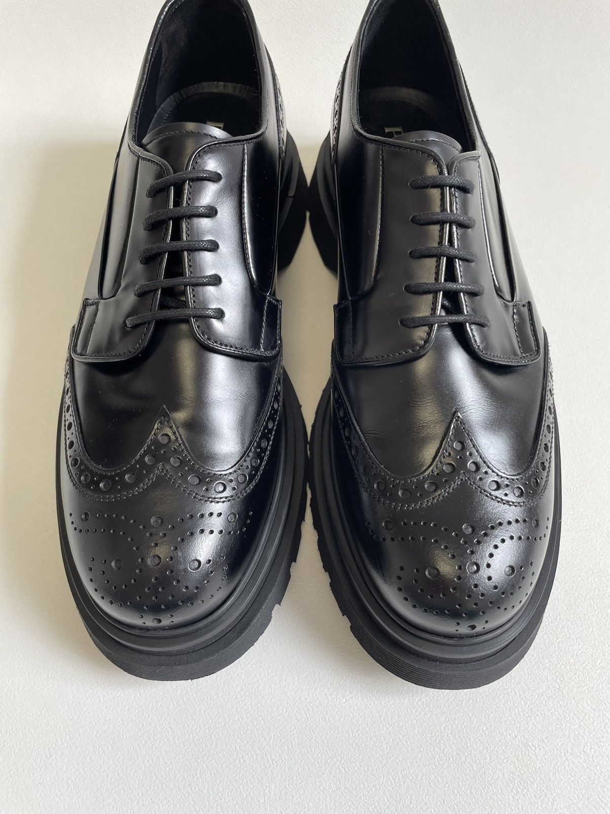 Prada A/W 19 Spazzolato Leather Brogue Shoes Size US 10 / EU 43 - 11 Thumbnail