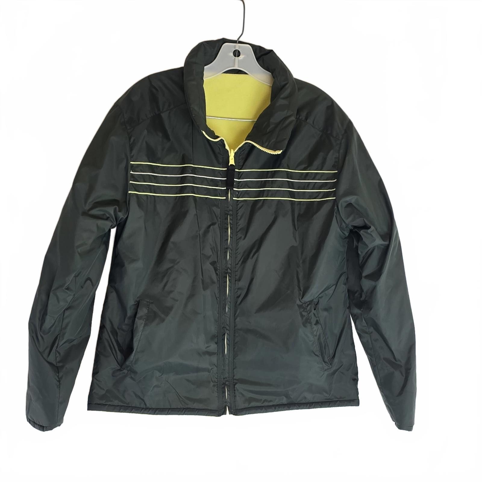 Unknown London Retro Reversible 90s Green Neon Yellow Lime Puffer Jacket Size L / US 10 / IT 46 - 1 Thumbnail