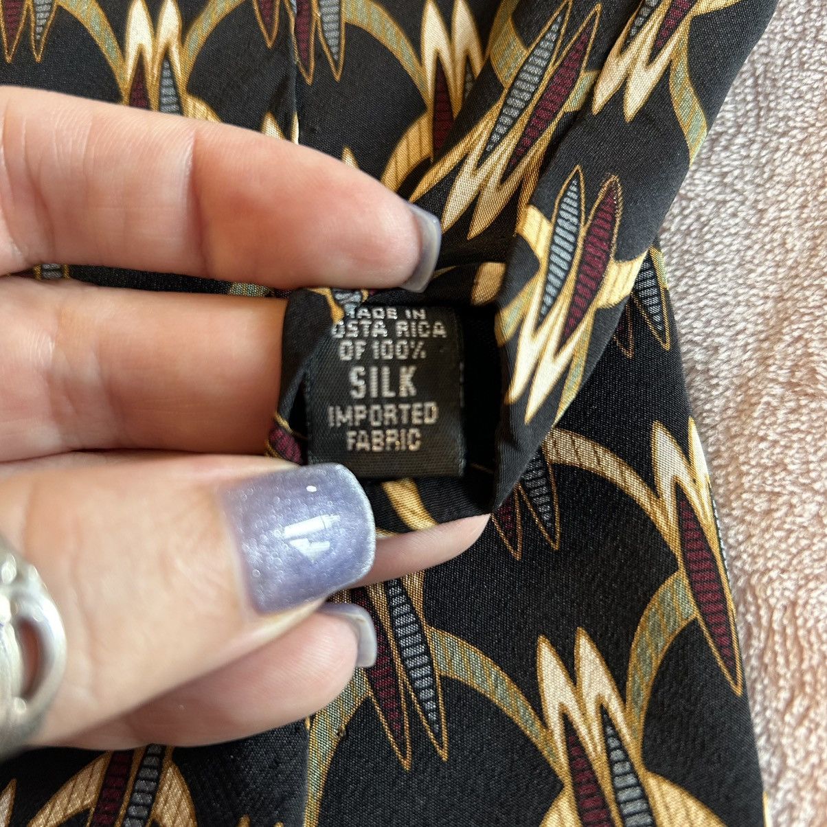 Bill Blass Bill Blass Black Label black and gold geometric silk tie Size ONE SIZE - 5 Thumbnail
