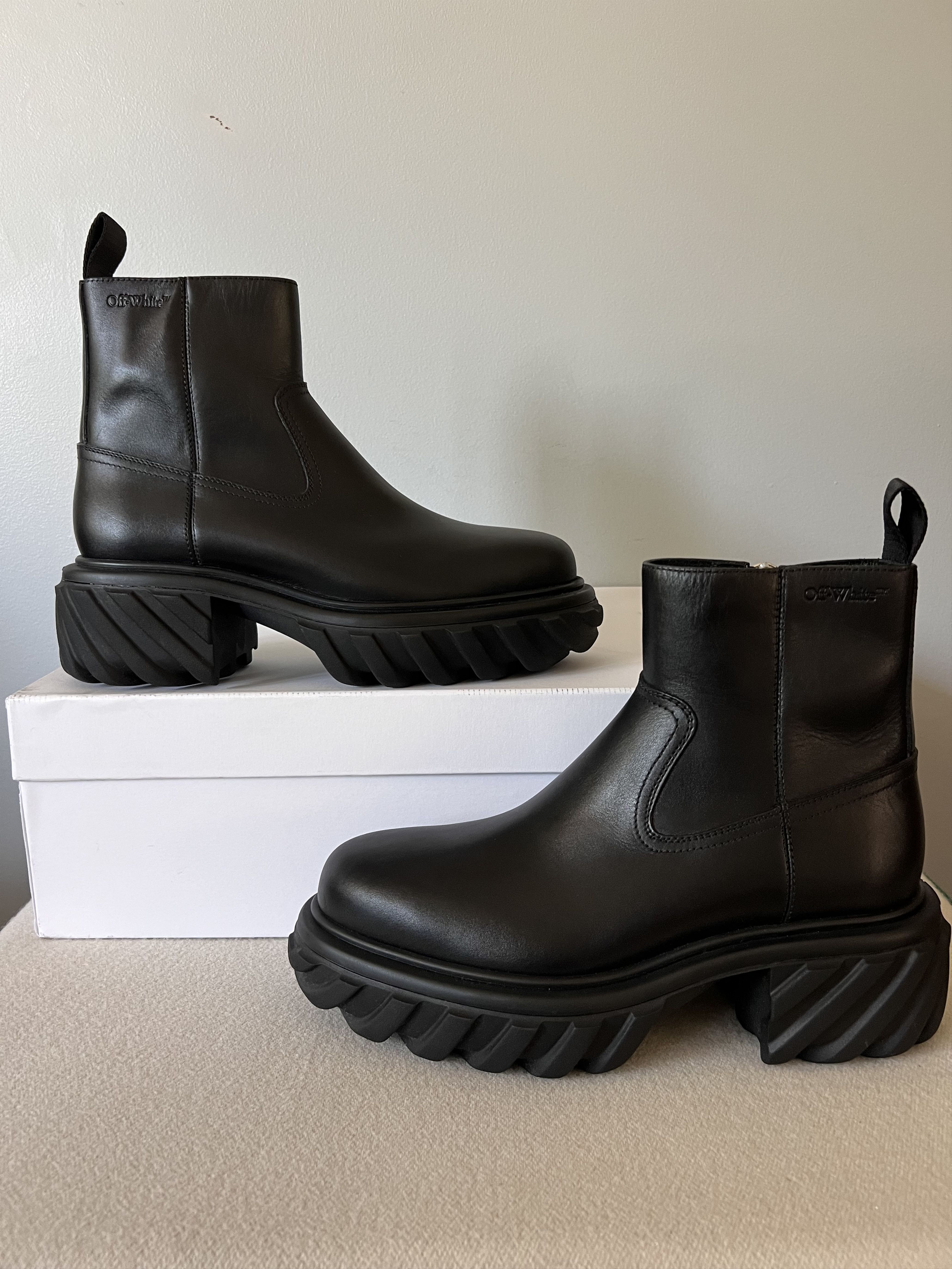 Off-White Off White Exploration Motor Ankle Boots in Black Leather Size US 9 / EU 42 - 2 Thumbnail
