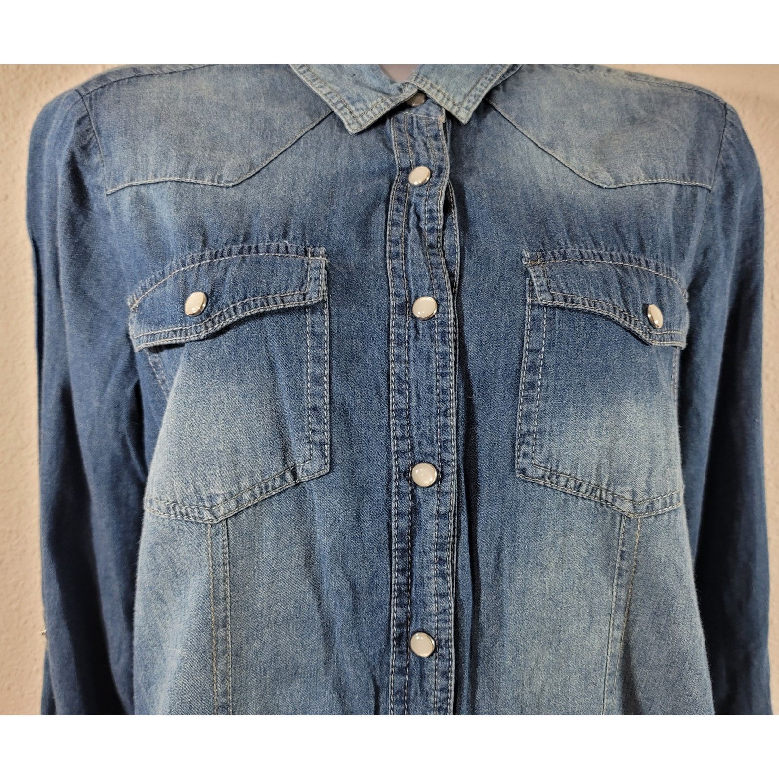 Other Love Stitch Blue Denim Stonewashed Button Up Top Small Size S / US 4 / IT 40 - 5 Thumbnail