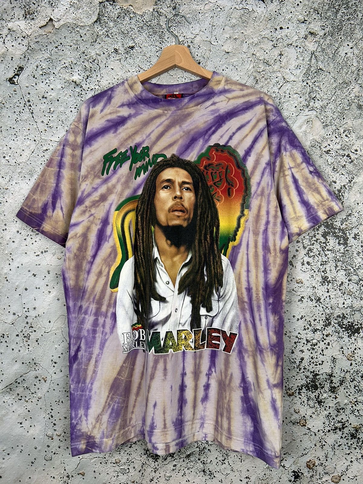 Bob Marley Vintage Rare 90s Bob Marley Tie Dye Graphic Tee Hype Art Size US L / EU 52-54 / 3 - 1 Thumbnail