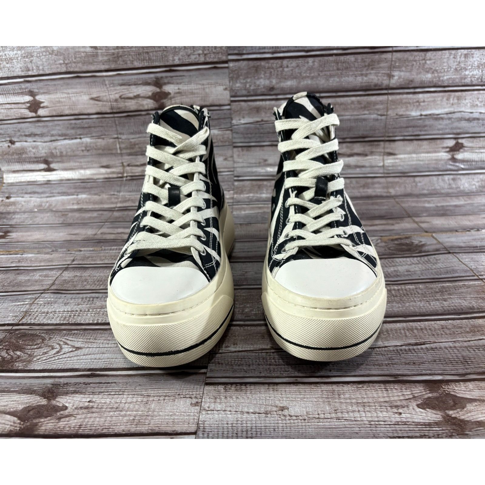R13 R13 Black Zebra Kurt High Top Sneakers size 10 men 12 women Size US 12 / IT 42 - 2 Thumbnail