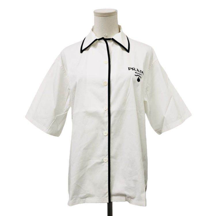 Prada Prada White Logo Button Up Shirt Size 38 Size XS / US 0-2 / IT 36-38 - 1 Thumbnail
