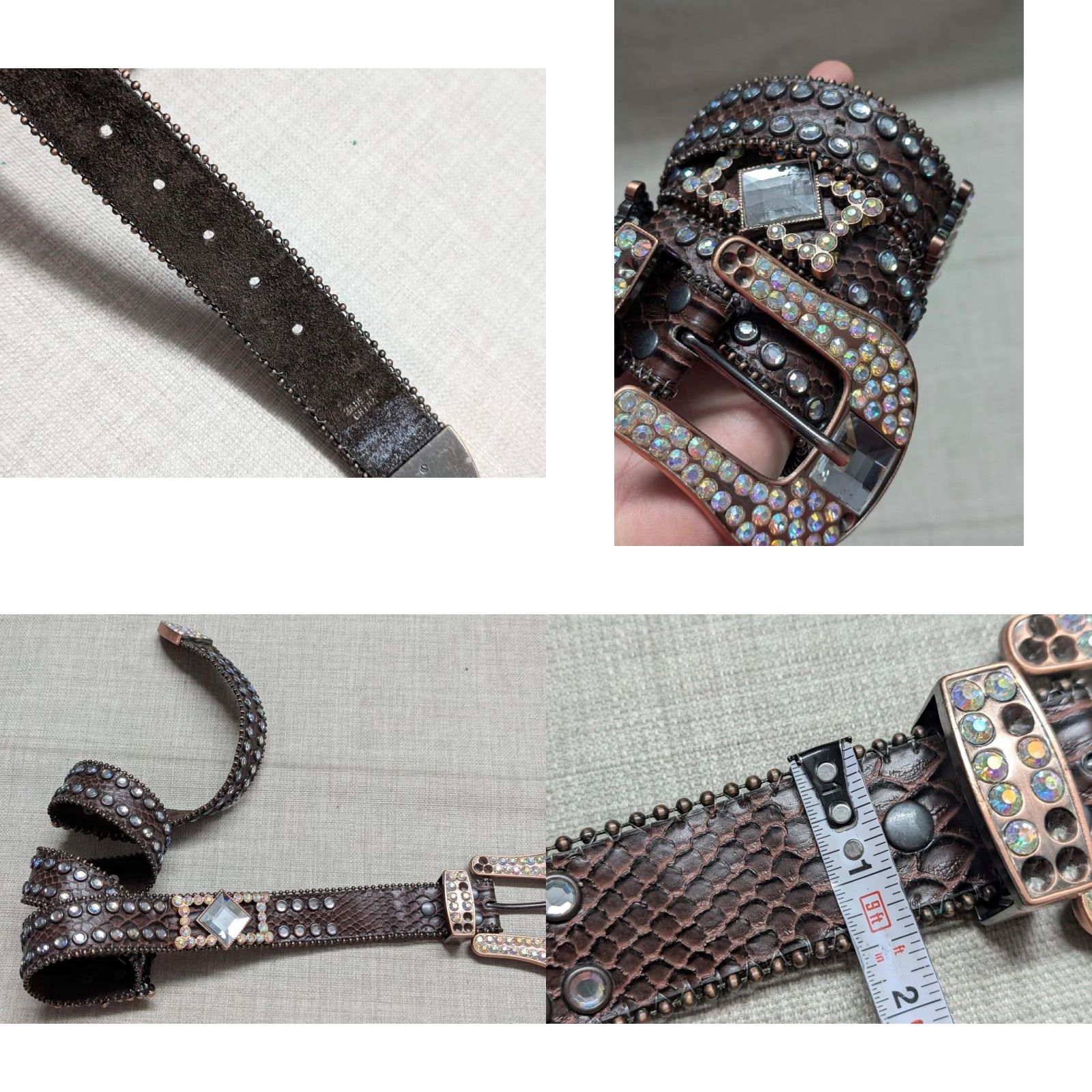 Vintage VINTAGE NOCONA belt Western Studded Rhinestone 38 Brown Leather Cowboys Rodeo Belt Mens Size 38 - 9 Thumbnail