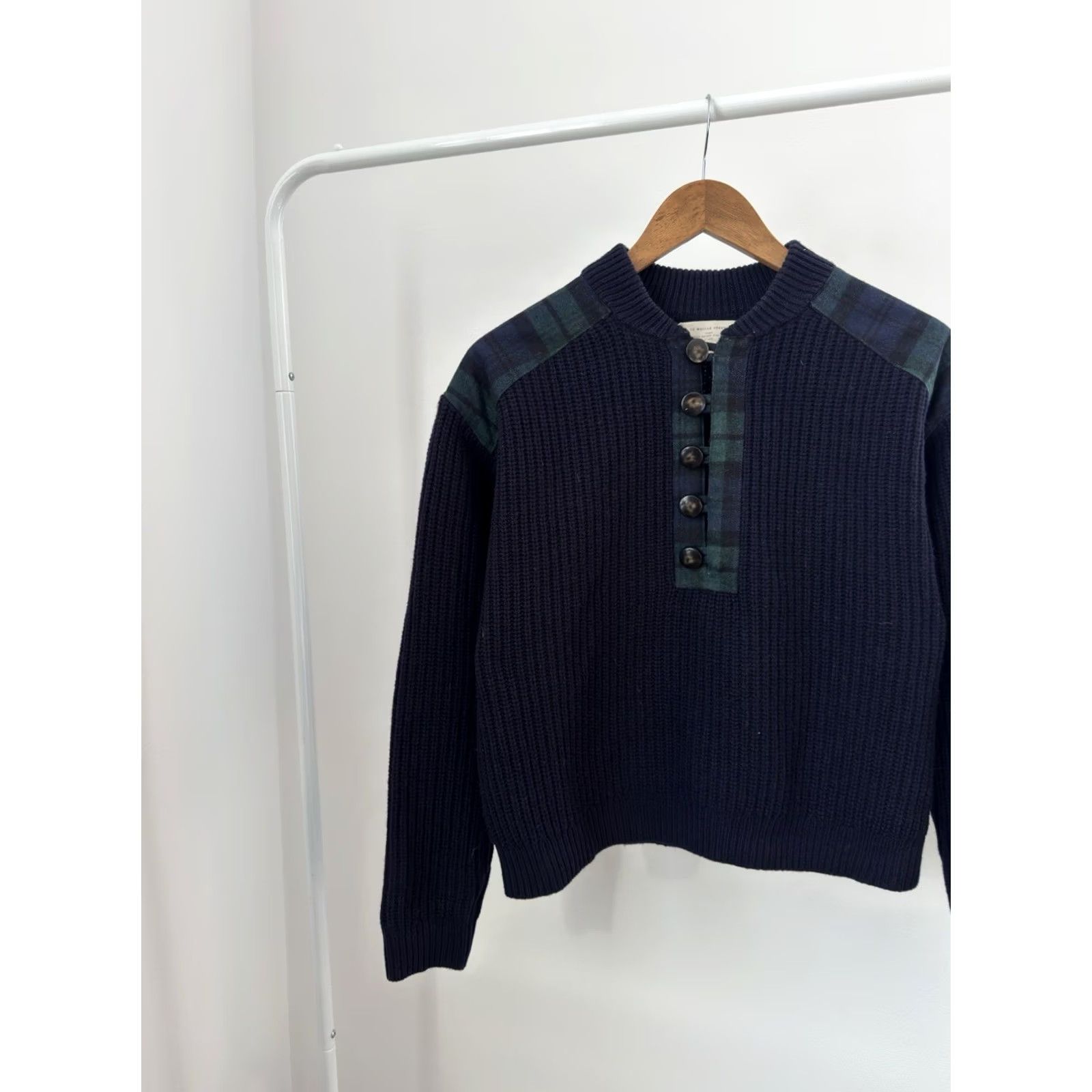 Vintage Sezane Wool Knitted Button Up Sweater Dark Blue Womens XS Pullover Designer City Vintage 90s Paris Luxury Knit Button Sezane Brand Wool Size XS Women Size XS / US 0-2 / IT 36-38 - 2 Thumbnail