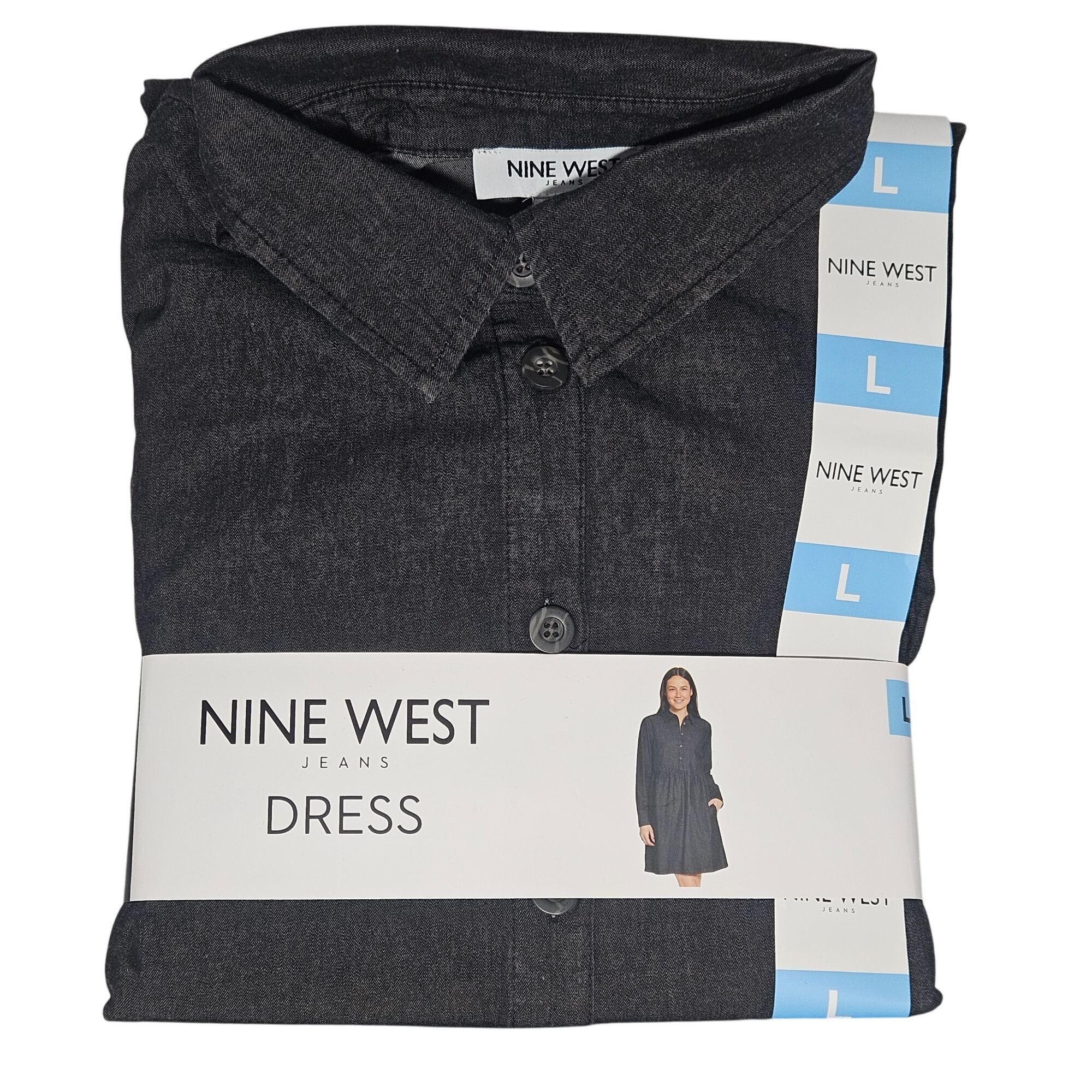 Nine West Nine West NWT Women’s Denim Shirt Dress Size L Long Sleeve P Size L / US 10 / IT 46 - 2 Thumbnail