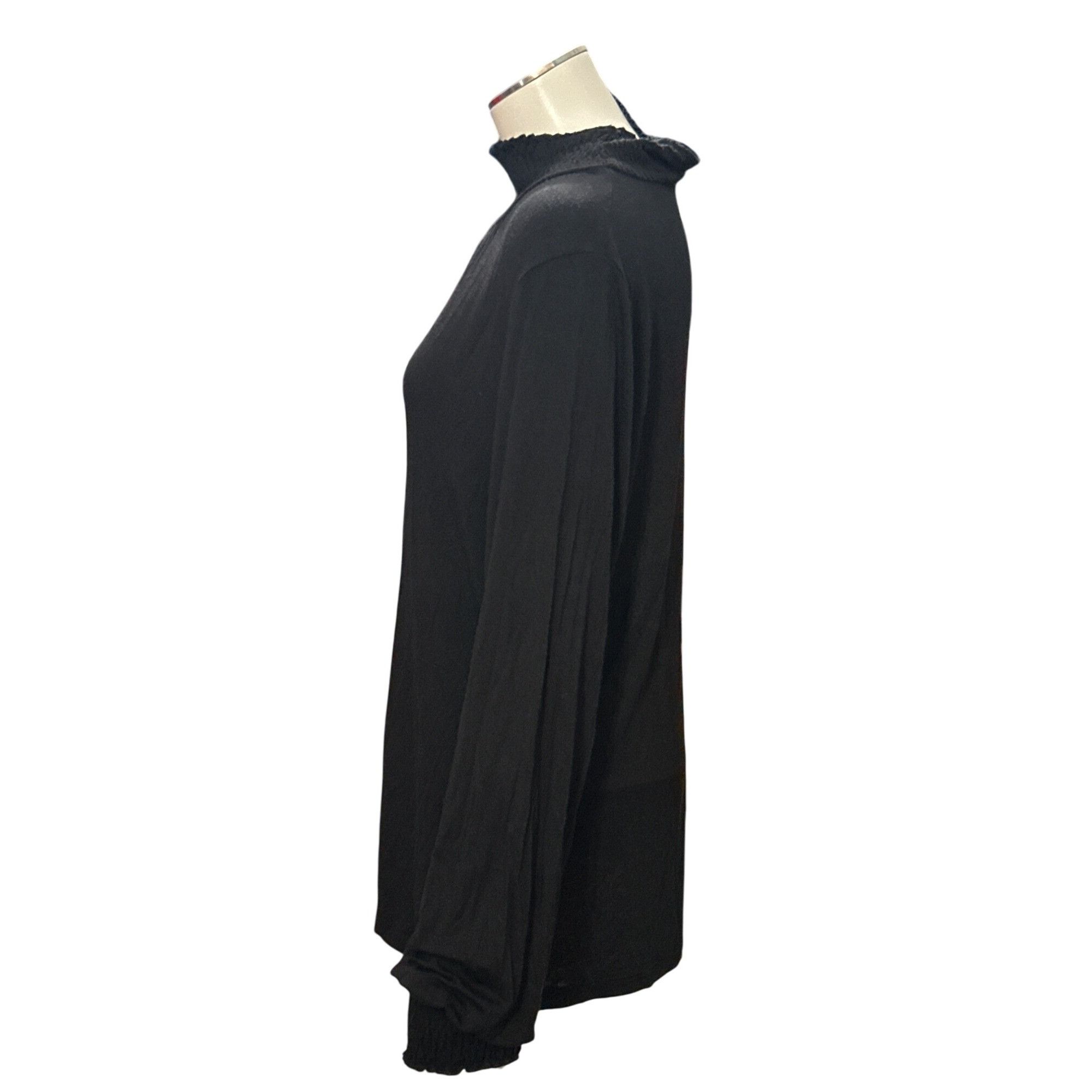 Other August Silk Size L Black Sheer Smocked Mock Neck Top Noircor Size L / US 10 / IT 46 - 3 Thumbnail