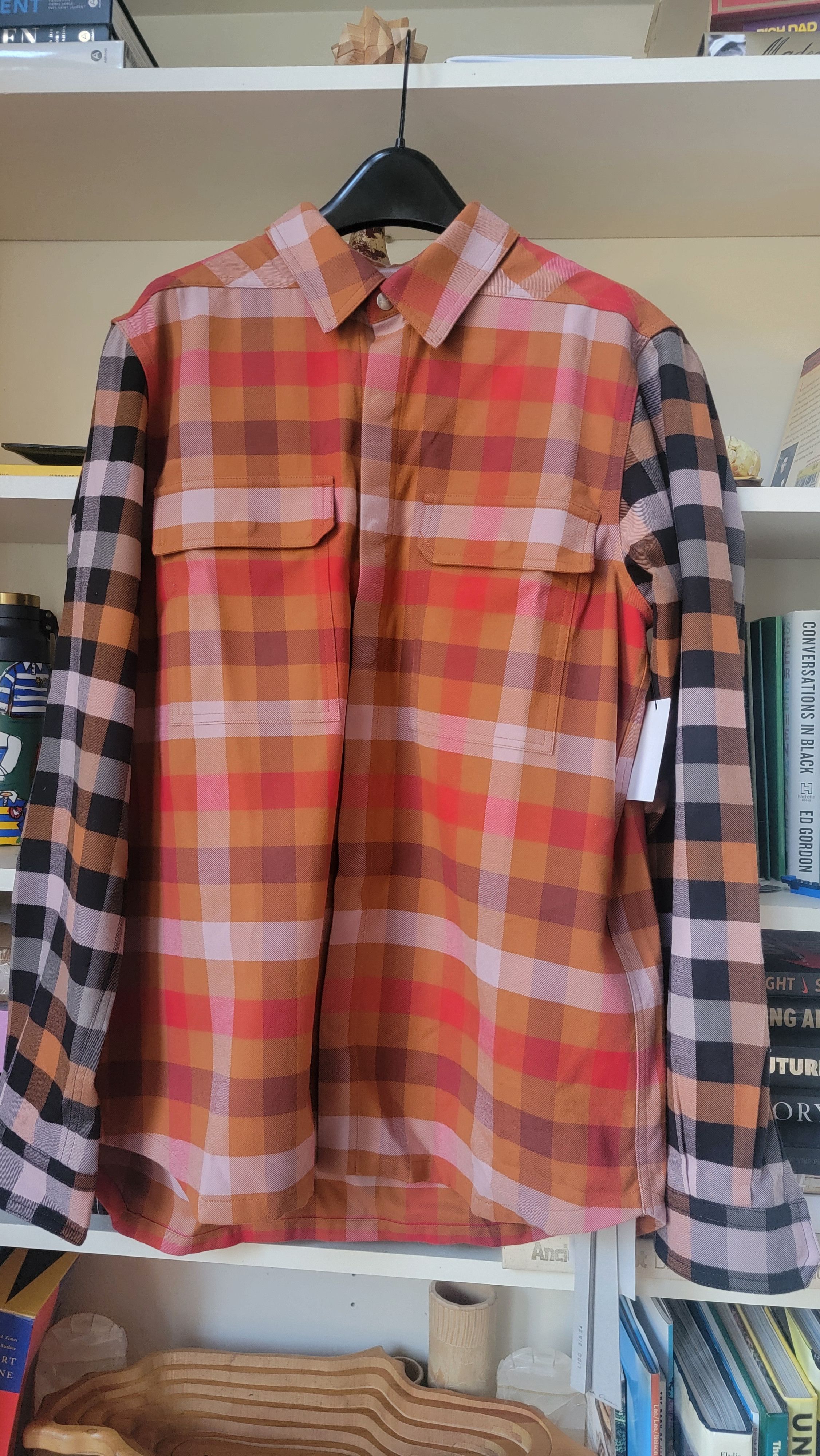 Rick Owens SS24 Clay and Black plaid shirt
