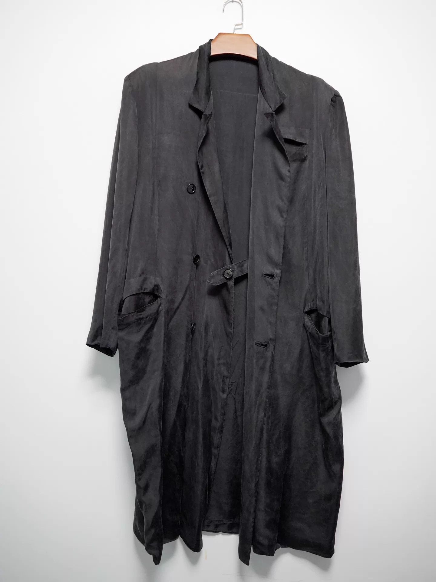 Yohji Yamamoto Yohji Yamamoto 1980s DB Cupro Ice Crackle Fog Coat M Size US M / EU 48-50 / 2 - 1 Thumbnail