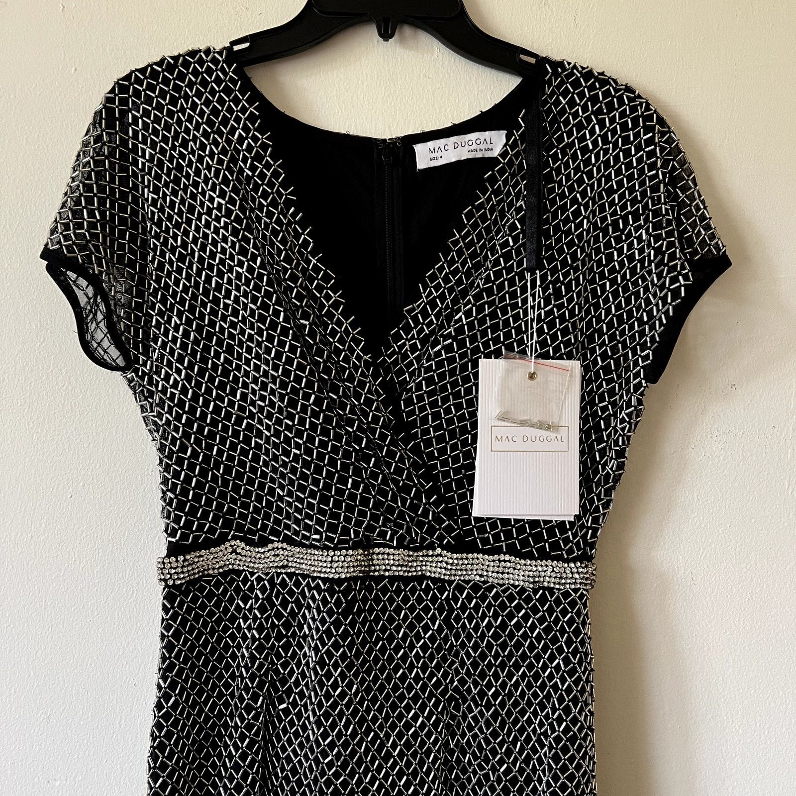 MACH & MACH Mac Duggal Rhinestone Cocktail Dress Black Silver size 4 BB Size S / US 4 / IT 40 - 7 Thumbnail