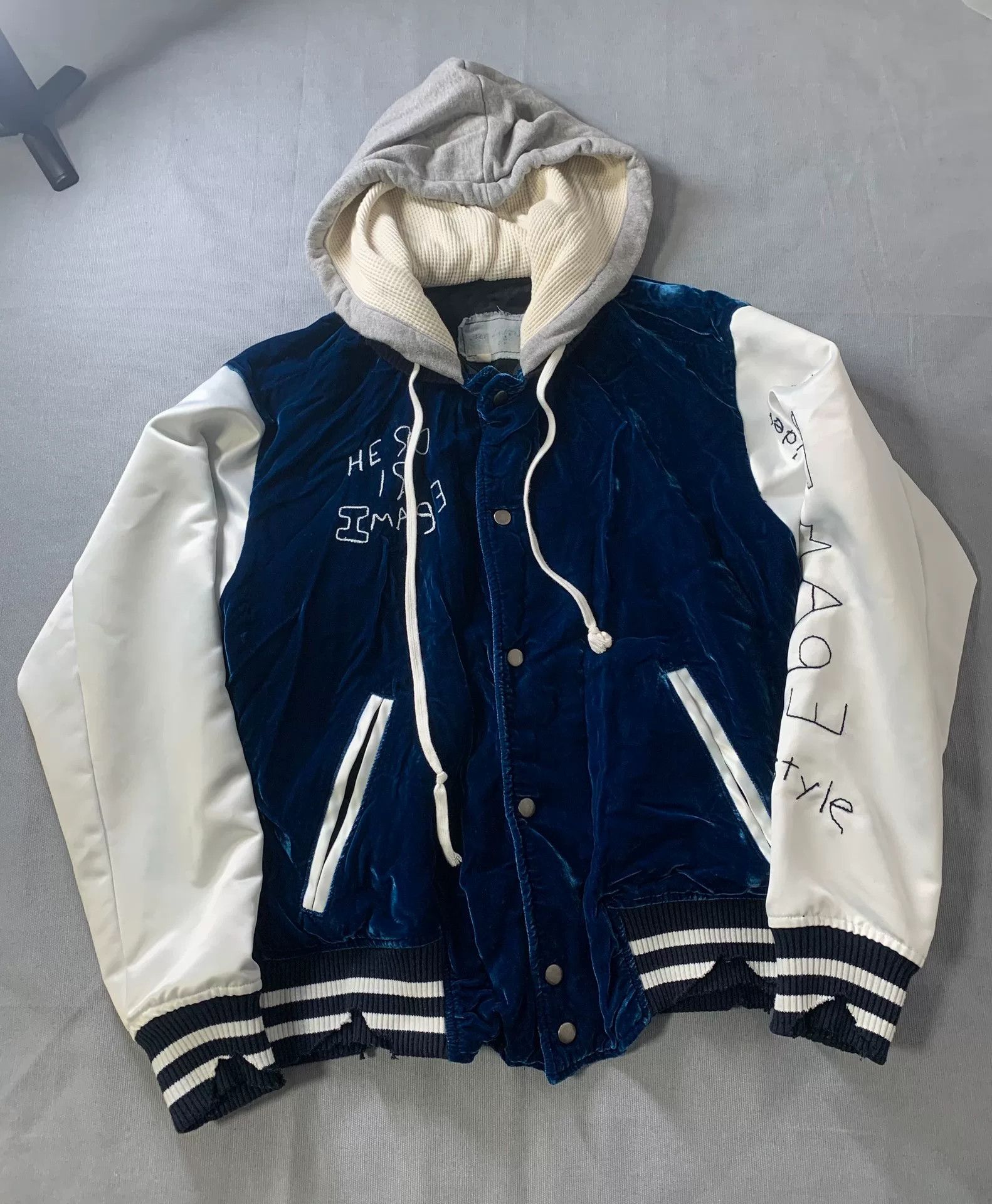 Greg Lauren Greg Laurent Blue Velvet Baseball Jacket Size US M / EU 48-50 / 2 - 1 Thumbnail