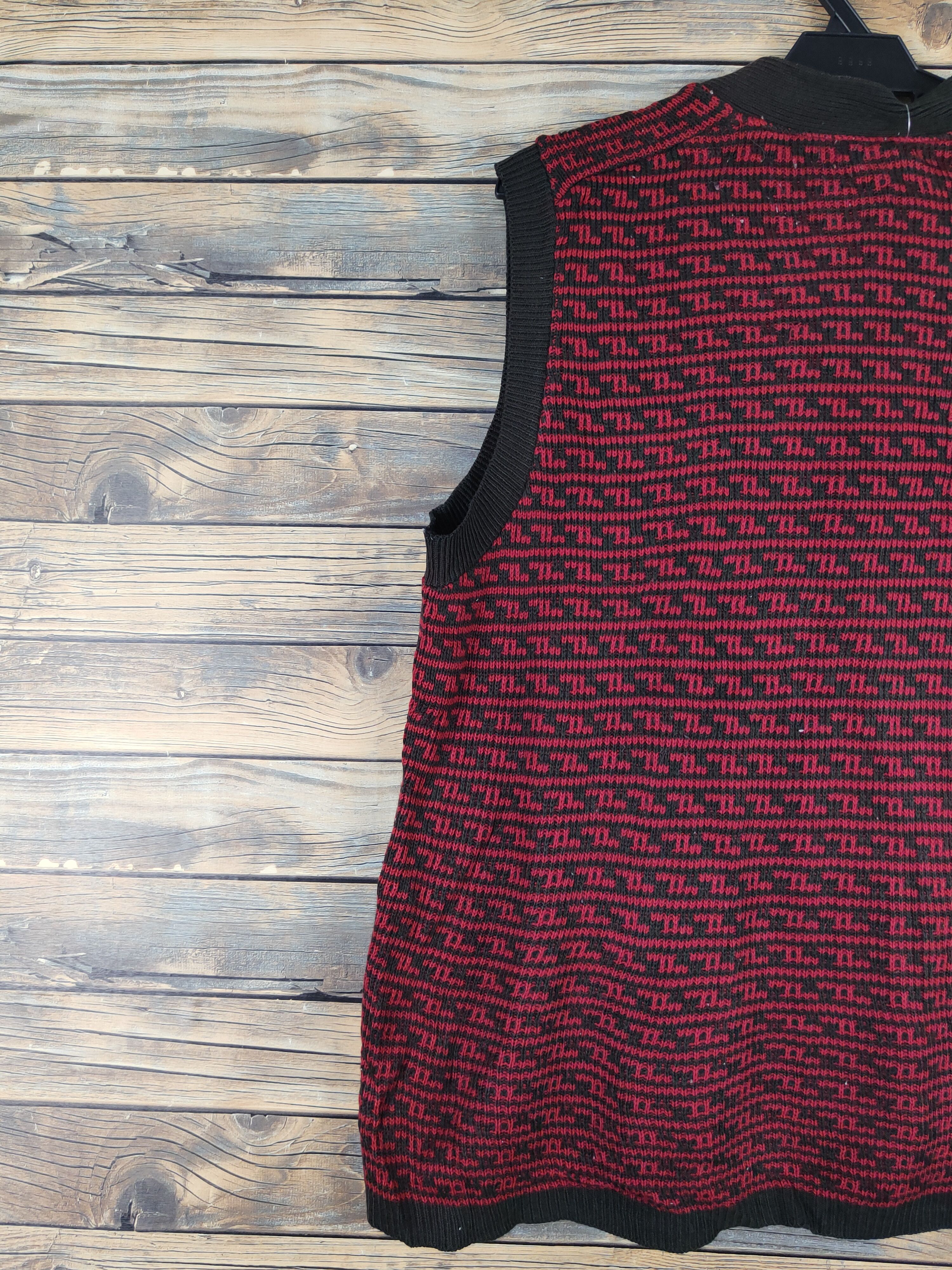 Homespun Knitwear Japanese Brand Red Black Knitwear Vests #W1333 Size L / US 10 / IT 46 - 9 Thumbnail