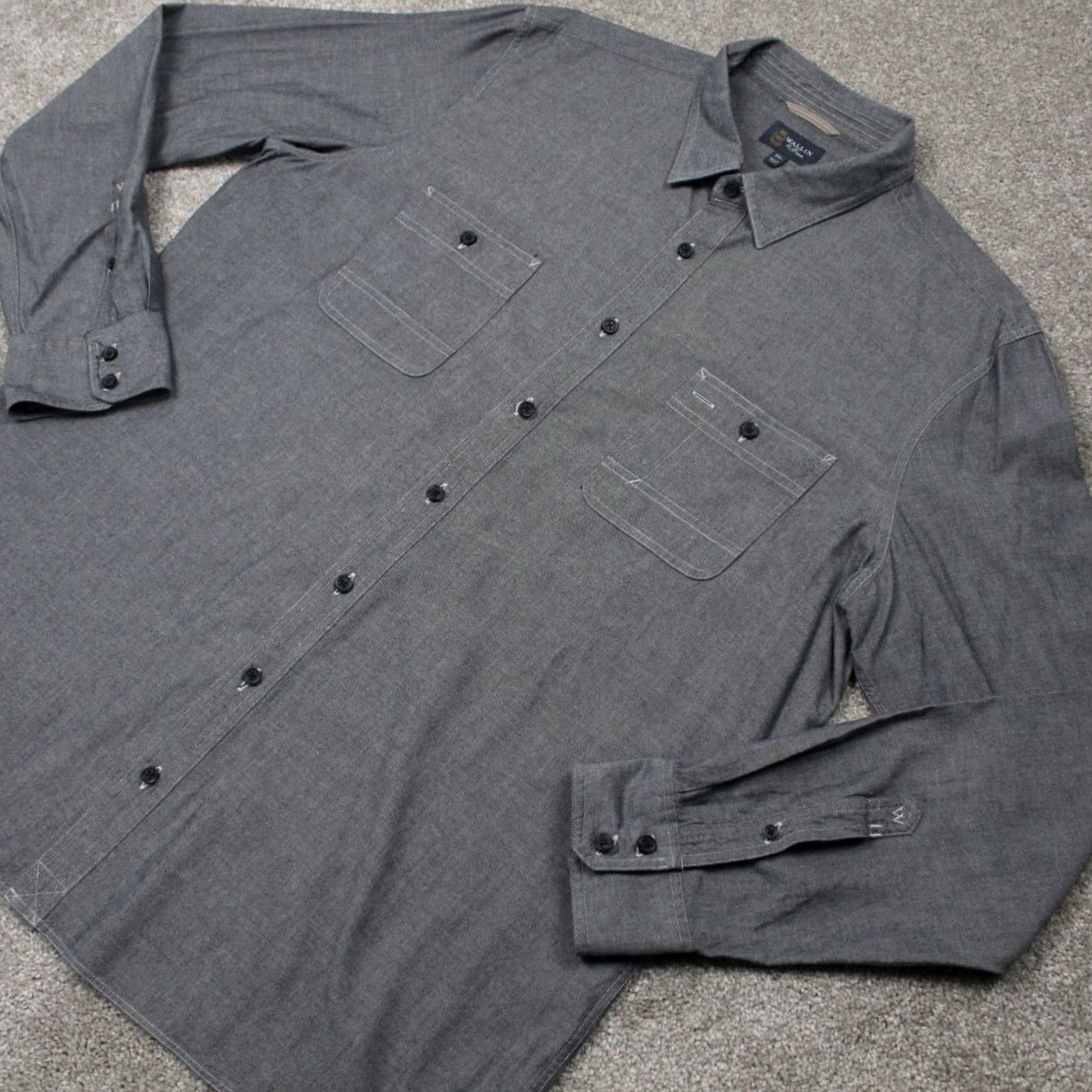Vintage Wallin & Bros Shirt Mens 2XL 2XXL Black Cotton Long Sleeve Button Up Classic Casual Workwear Shirt Size US XXL / EU 58 / 5 - 3 Thumbnail