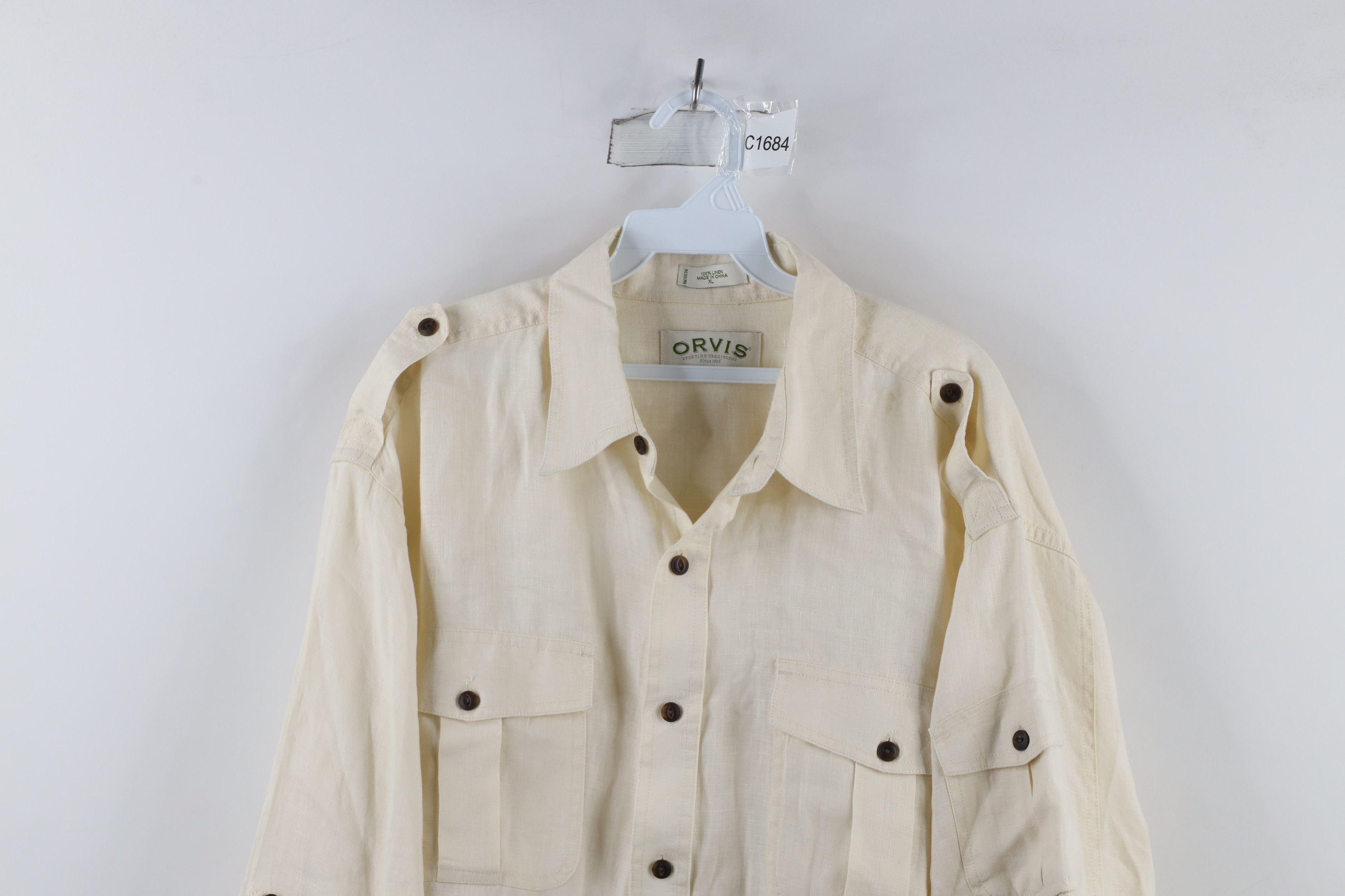 Orvis × Vintage Vintage Orvis Linen Safari Bush Collared BUtton Shirt Cream Size US XL / EU 56 / 4 - 2 Thumbnail