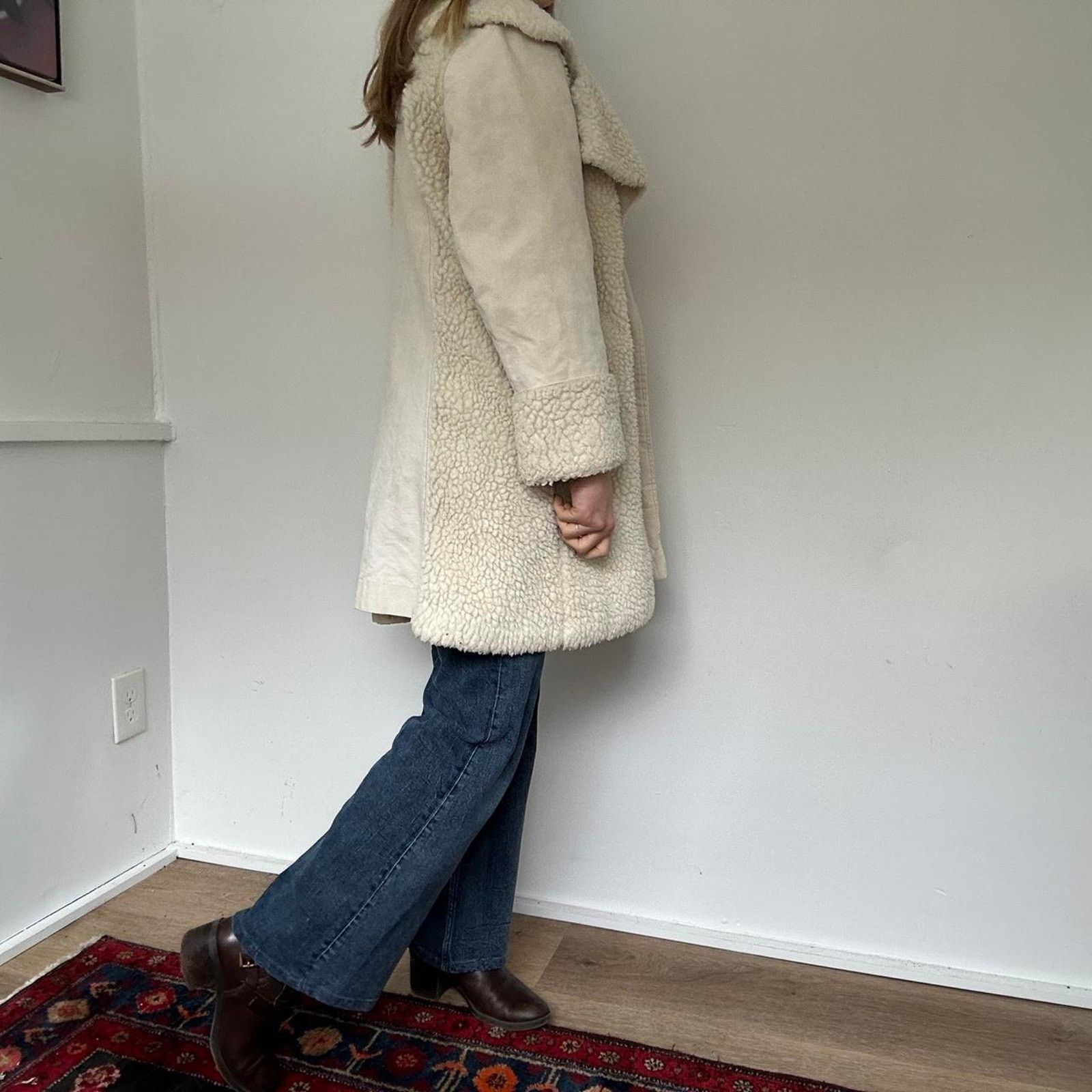 Other Vintage White Sherpa and Denim Coat (M) Size M / US 6-8 / IT 42-44 - 5 Thumbnail