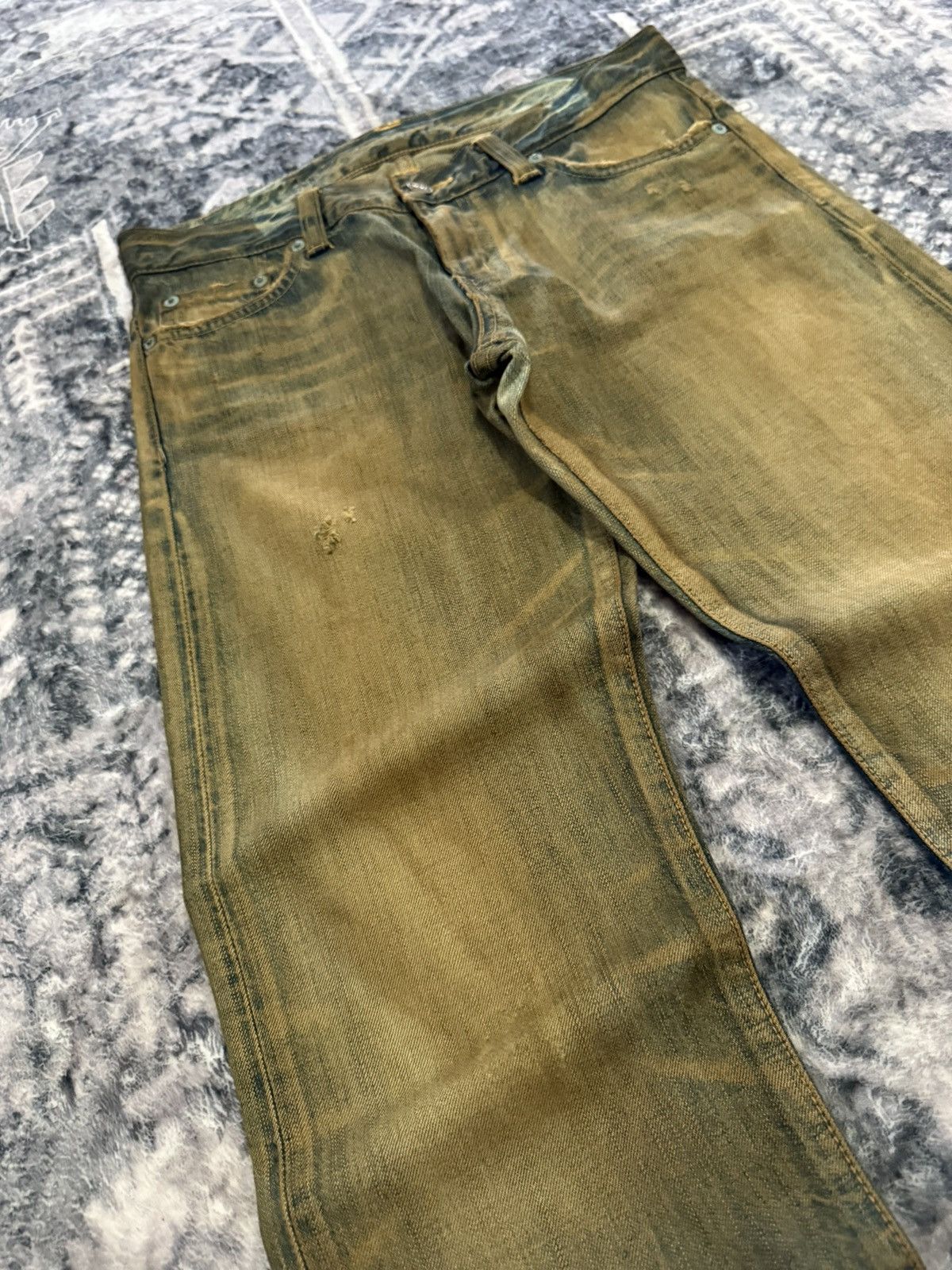 If Six Was Nine EDWIN 503 Earthy Mud Wash Patina Fade Distressed Jeans Size US 30 / EU 46 - 8 Thumbnail