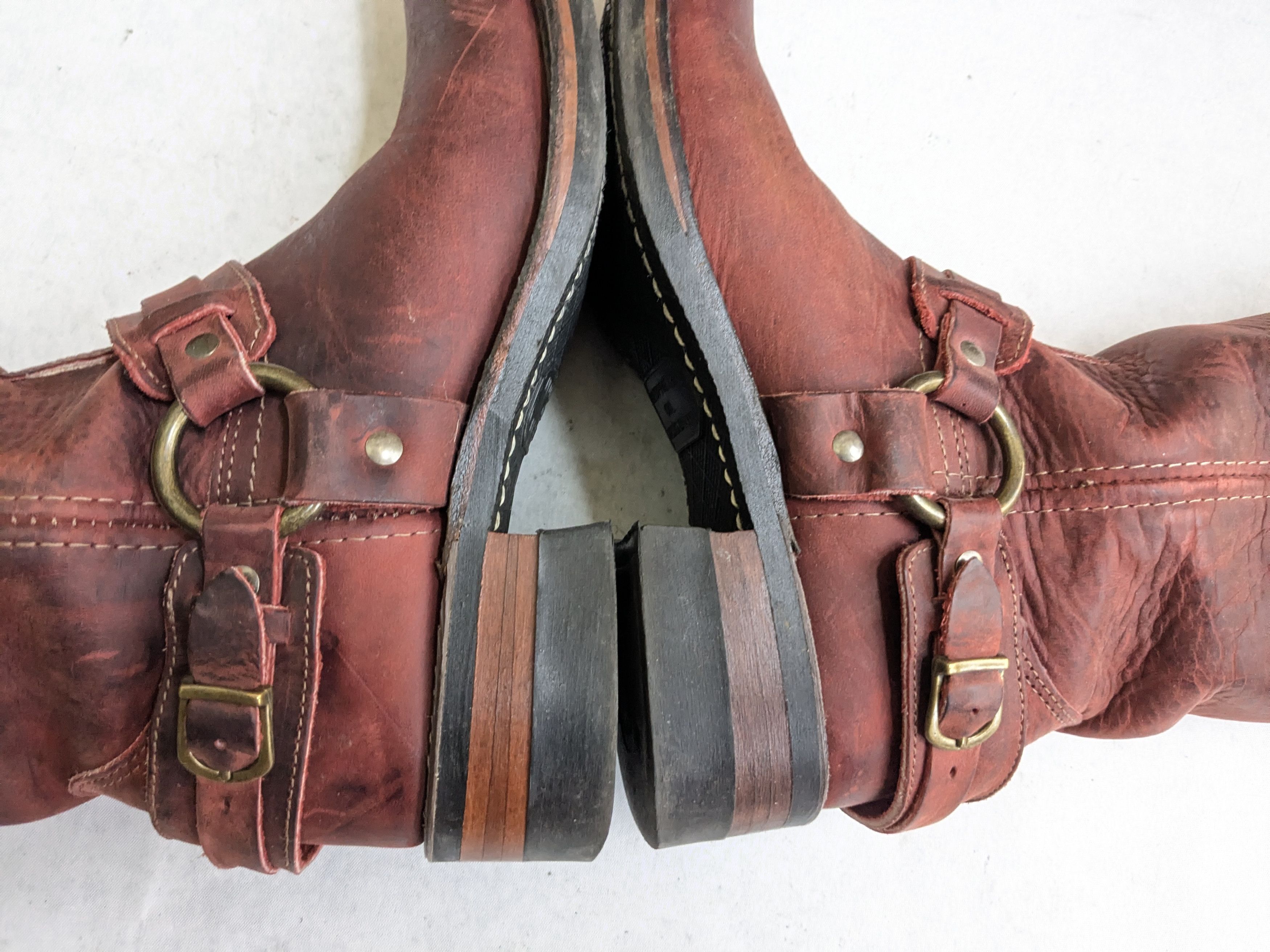 Frye Frye Harness Red Leather 7.5 Leather Buckle Punk Size US 7.5 / EU 40-41 - 9 Thumbnail