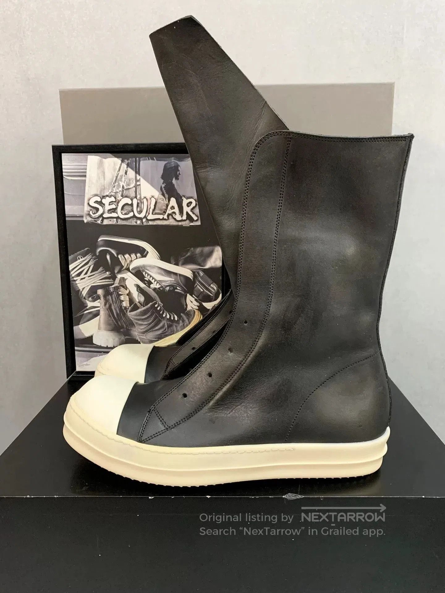 Rick Owens Rick Owens Leather Long Tongue Boots. Size US 7.5 / EU 40-41 - 1 Thumbnail