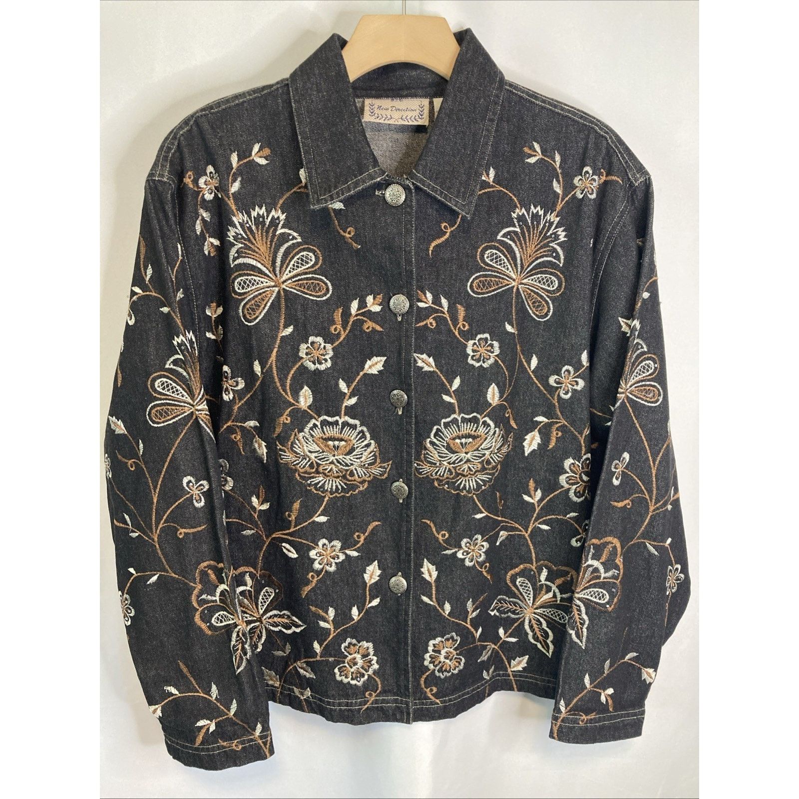 Other Vintage Embroidered Denim Jacket Y2K Floral Boho Women's S Size S / US 4 / IT 40 - 1 Thumbnail