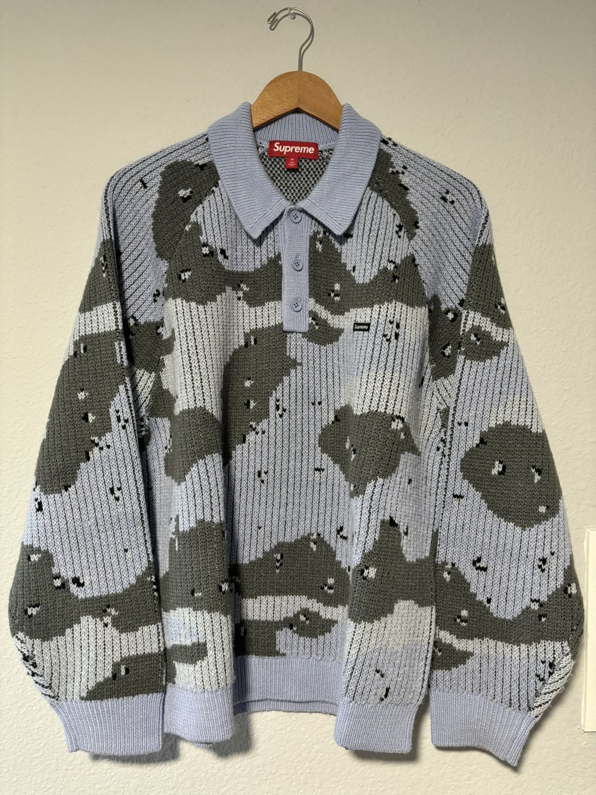 Supreme Small Box Polo Sweater (FW24) Blue Camo Men's - FW24