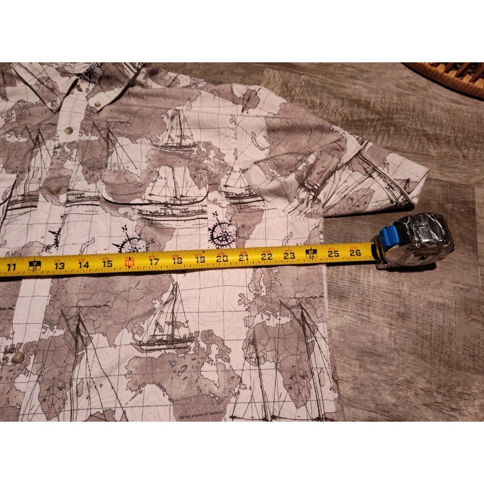 Chaps Chaps Nautical Map Shirt Mens L Short Sleeve Button Up Vented EUC Size US L / EU 52-54 / 3 - 5 Thumbnail