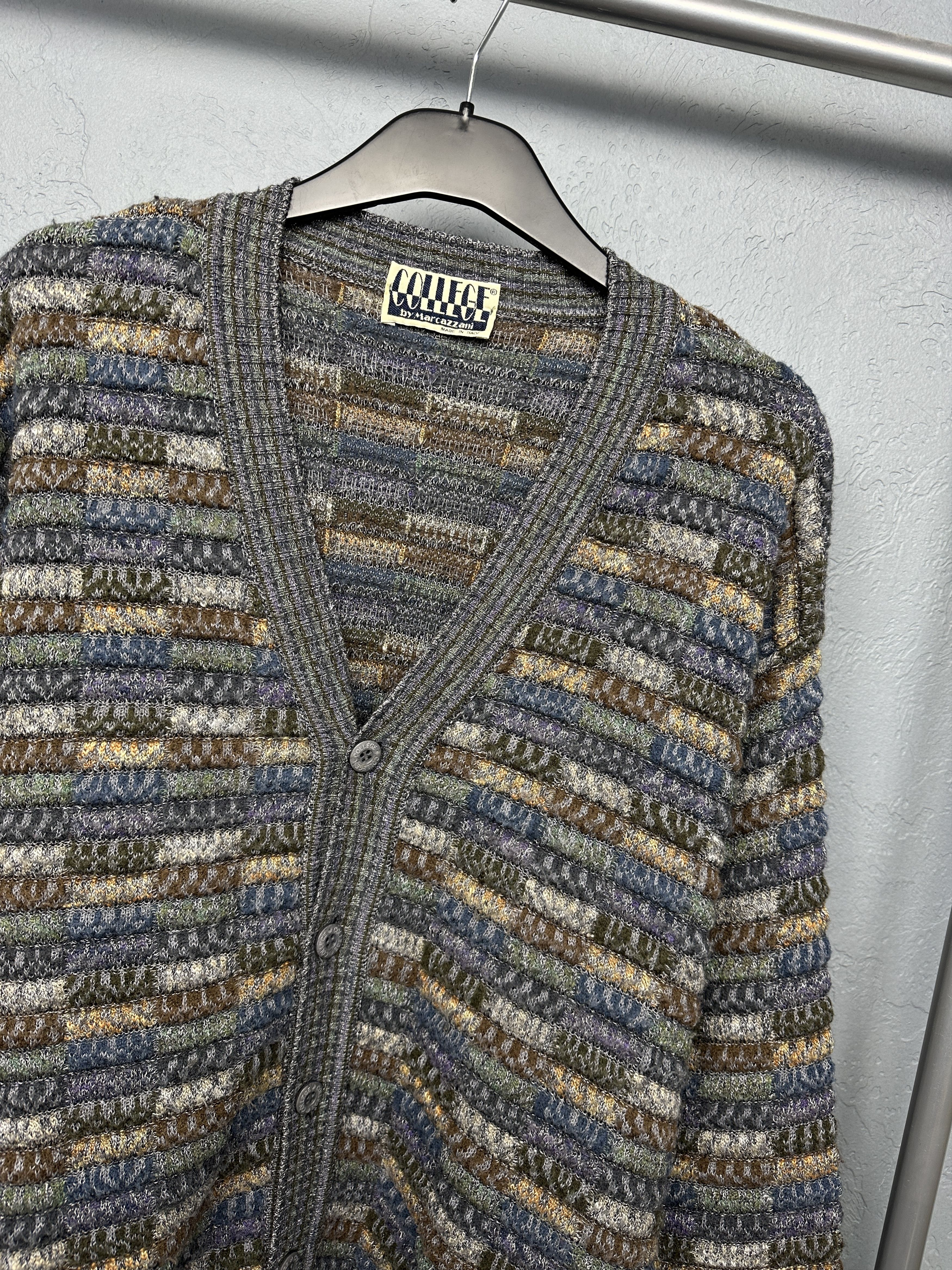 Vintage College By Marcazzani 90s Mens Knit Cardigan Sweater Size US XL / EU 56 / 4 - 2 Thumbnail